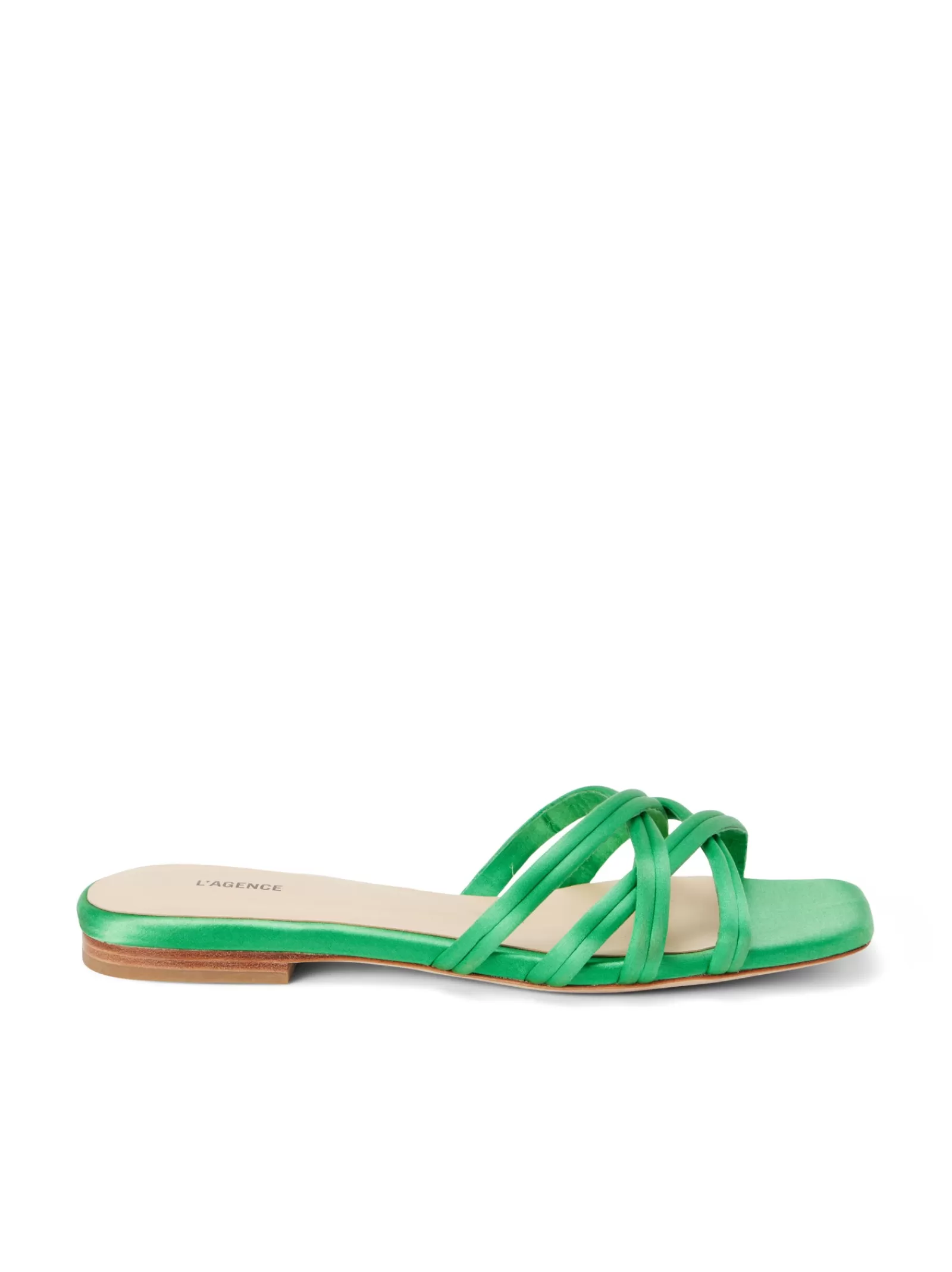 L'AGENCE Abelle Satin Flat Sandal< Spring Collection | Sandals & Wedges