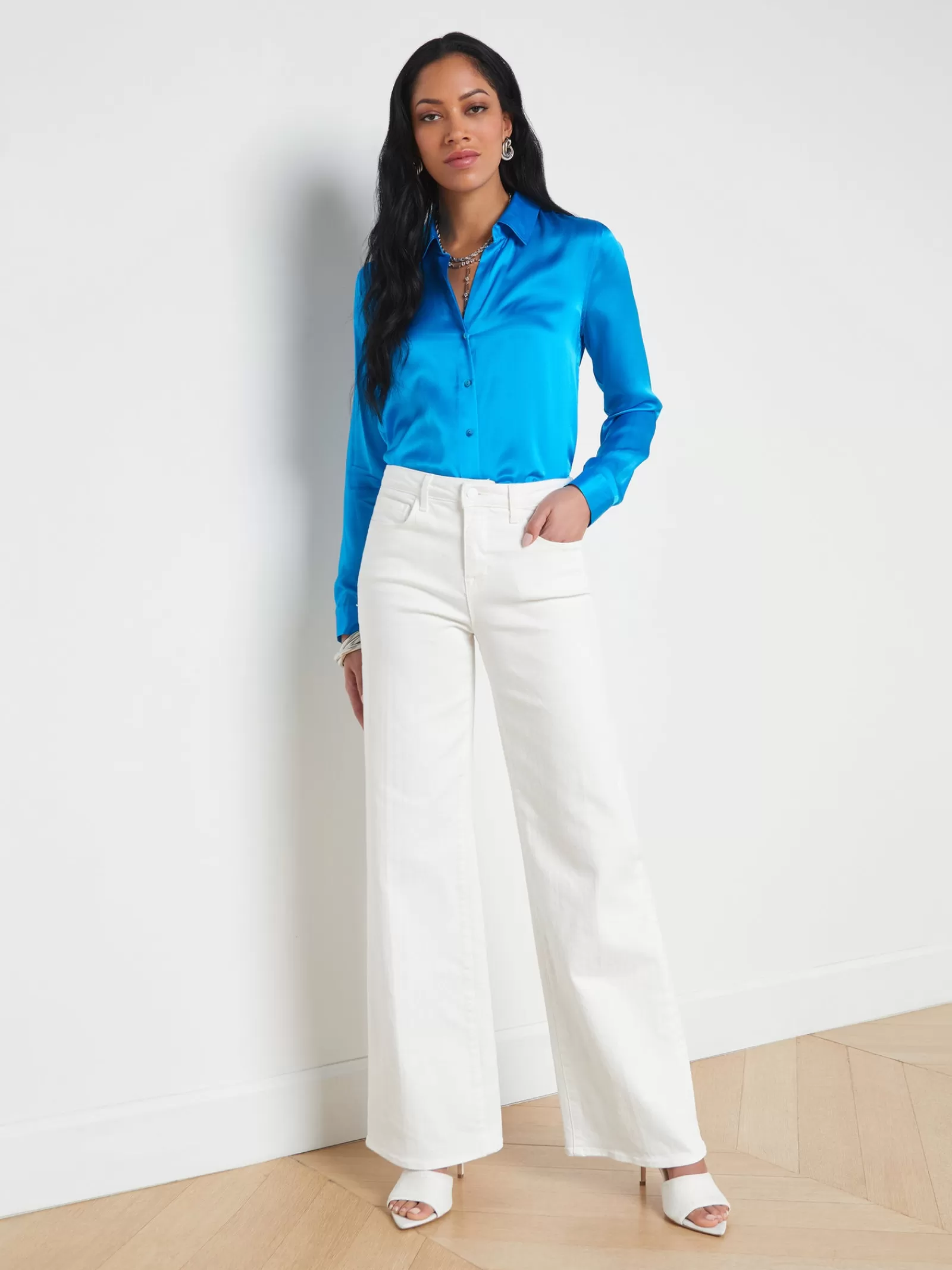 L'AGENCE Alicent Wide-Leg Jean< Nouveau Whites | Back in Stock