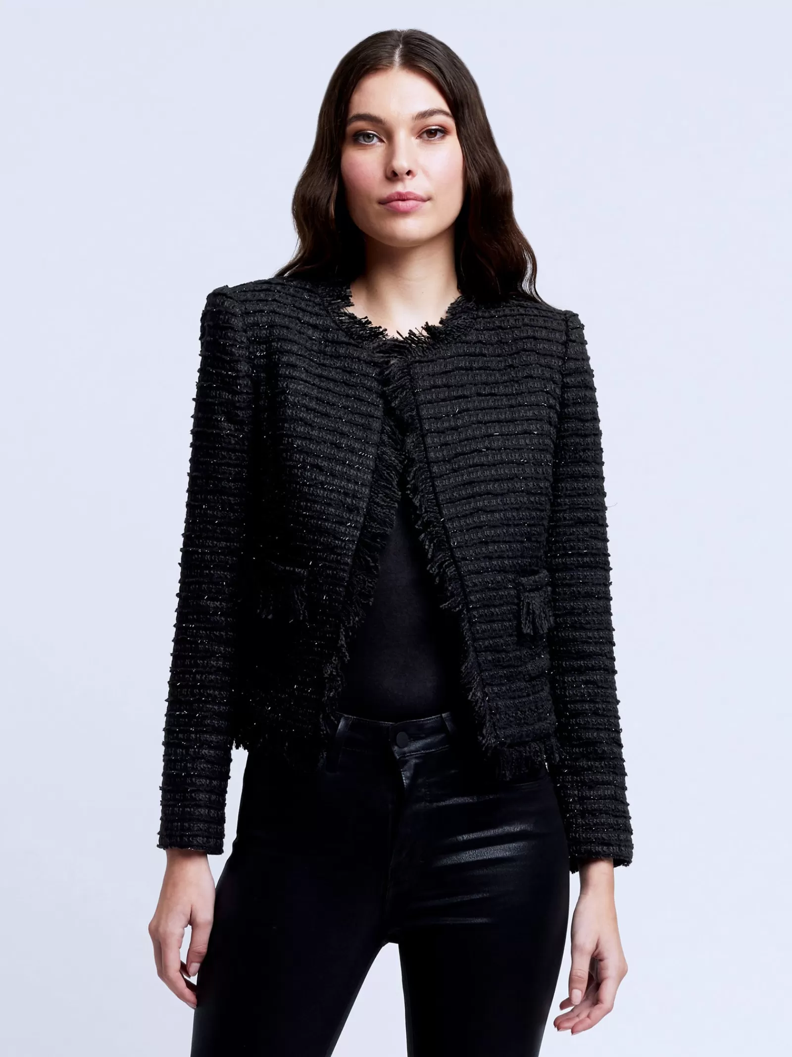L'AGENCE Angelina Tweed Blazer< All Things Black | Blazers & Jackets