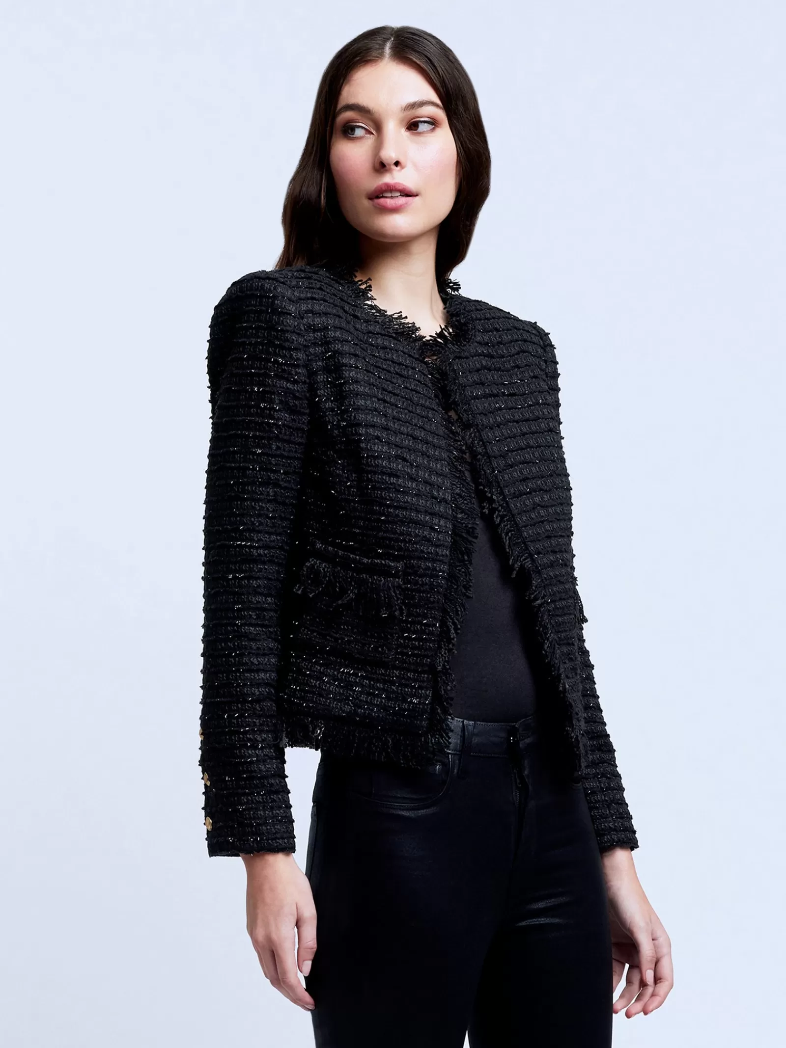 L'AGENCE Angelina Tweed Blazer< All Things Black | Blazers & Jackets