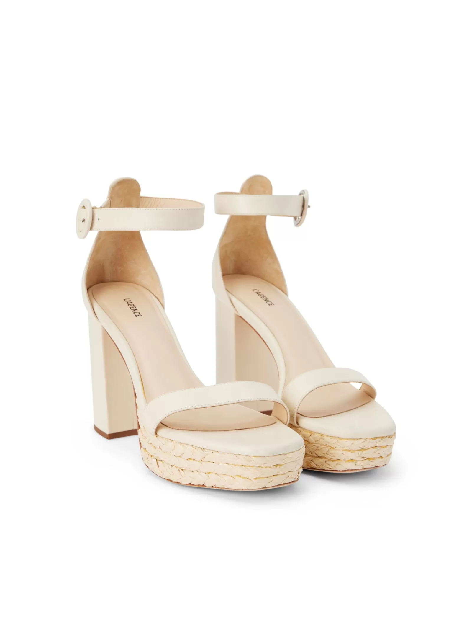L'AGENCE Avia Leather Platform Sandal< Nouveau Whites | Spring Collection