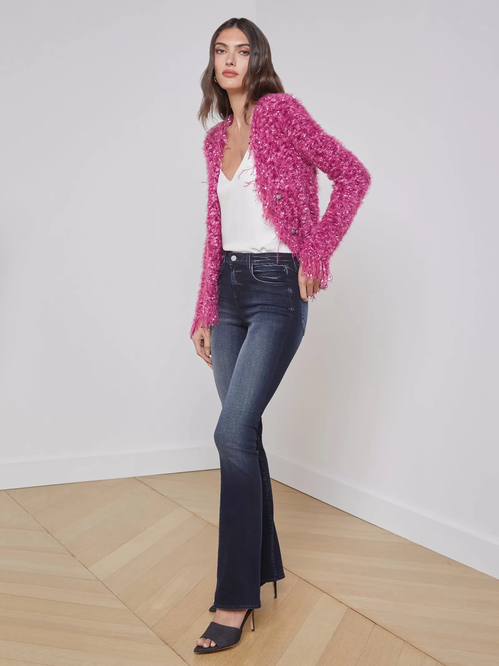 L'AGENCE Azure Fringe Cardigan Blazer< Online Exclusives | Knitwear