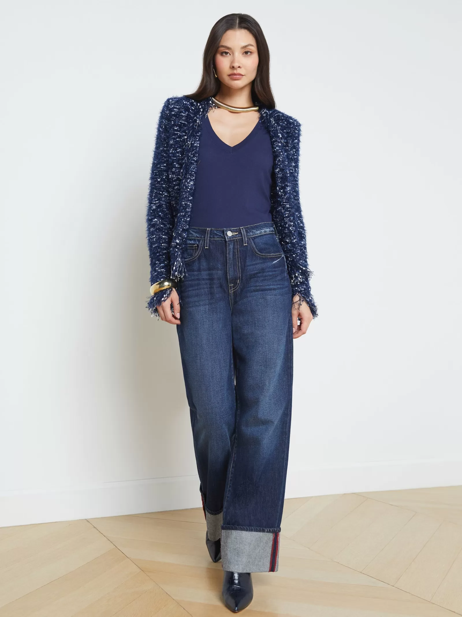 L'AGENCE Azure Fringe Cardigan Blazer< Online Exclusives | Knitwear