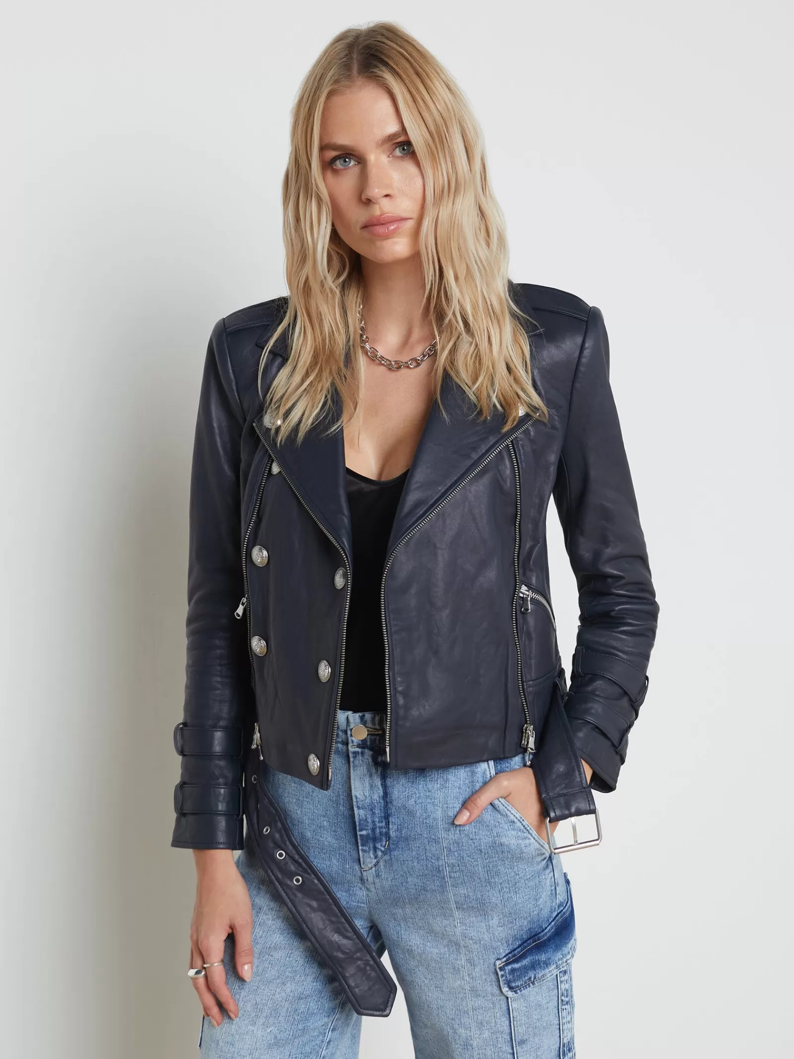 L'AGENCE Billie Belted Leather Jacket< Leather | Blazers & Jackets