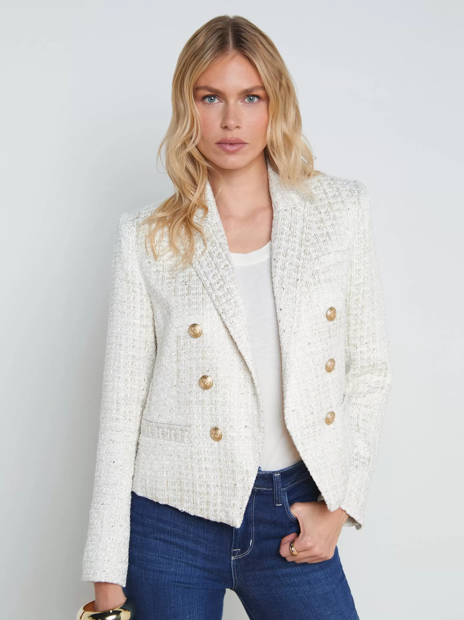 L'AGENCE Brooke Open-Front Blazer< Nouveau Whites | Spring Collection
