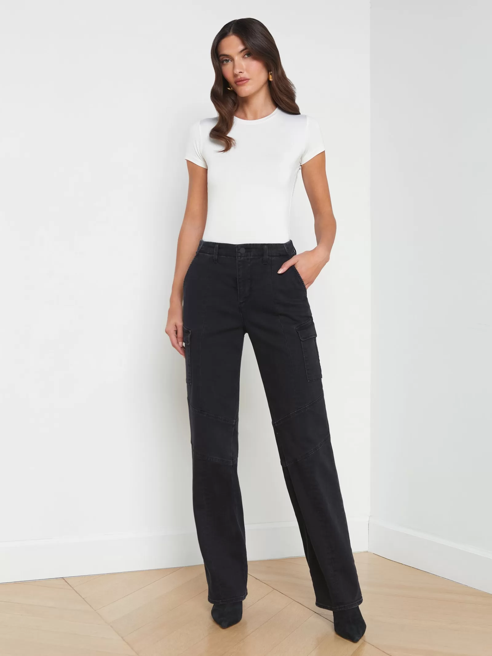 L'AGENCE Brooklyn Cargo Jean< All Things Black | Cargo Pants