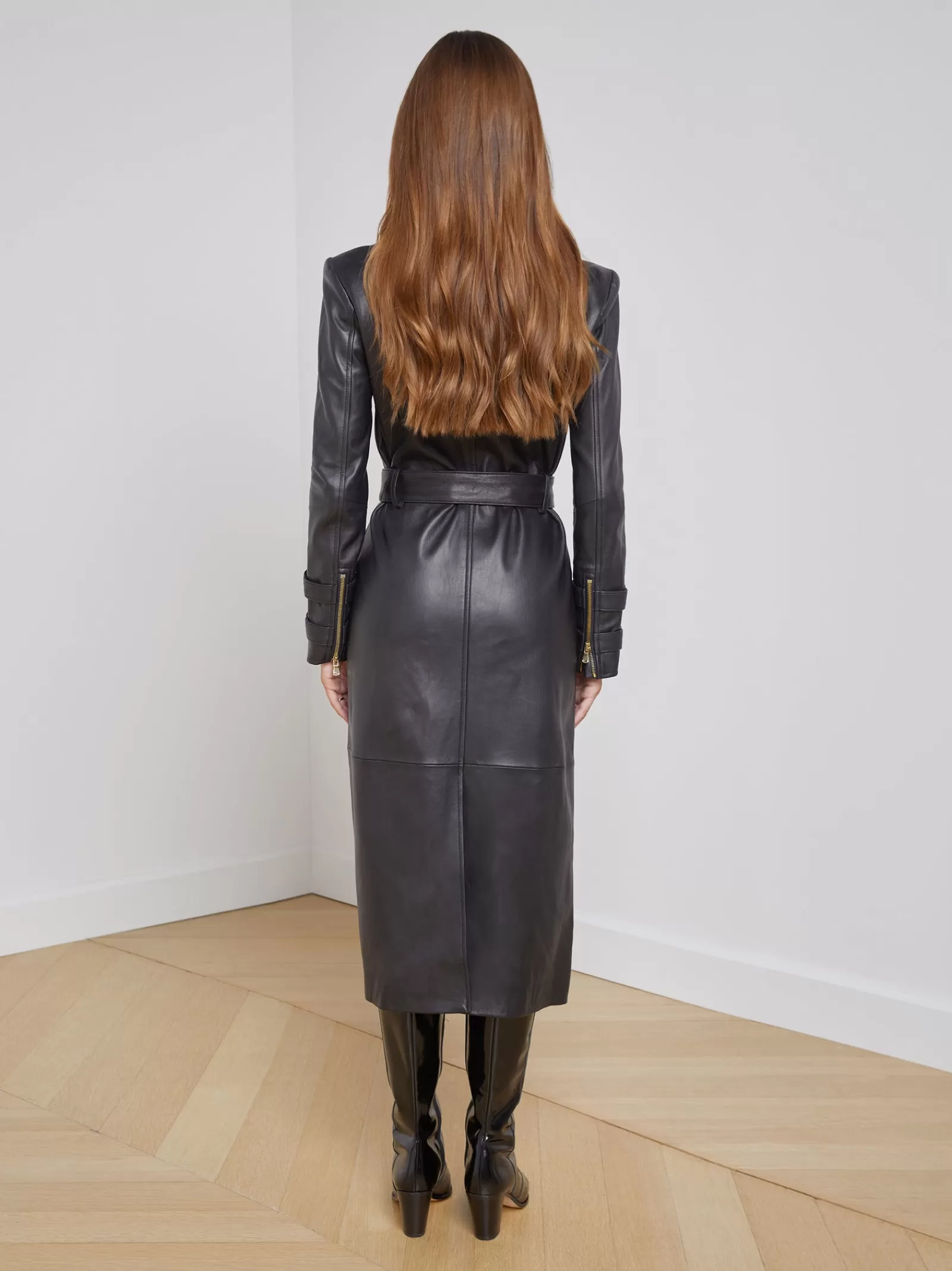 L'AGENCE Celina Leather Trench Coat< Leather