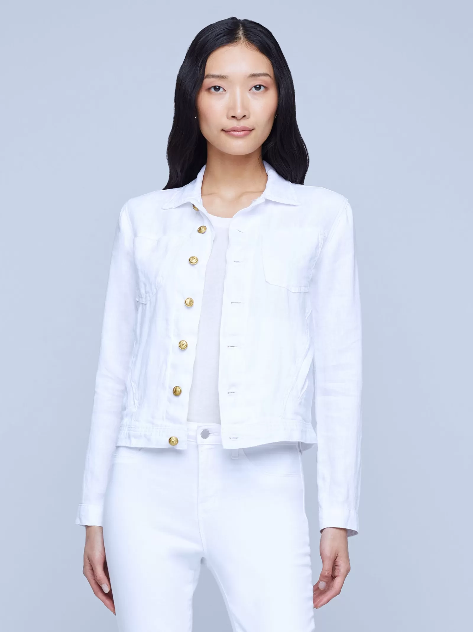L'AGENCE Celine Linen Jacket< Nouveau Whites | Denim Jackets