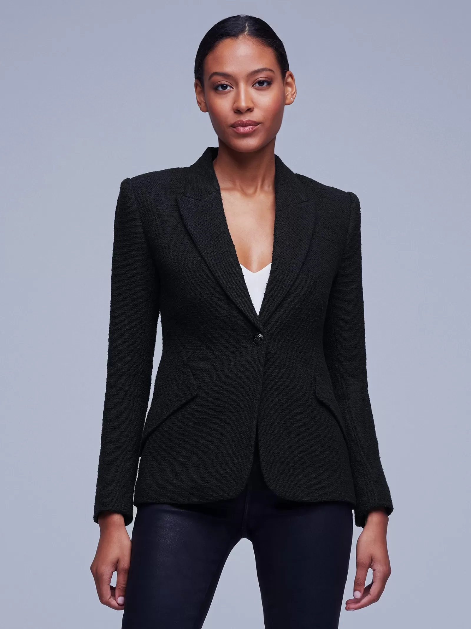 L'AGENCE Chamberlain Tweed Blazer< All Things Black | Blazers & Jackets