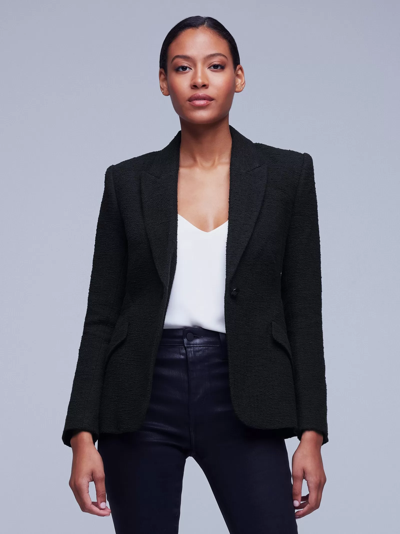 L'AGENCE Chamberlain Tweed Blazer< All Things Black | Blazers & Jackets