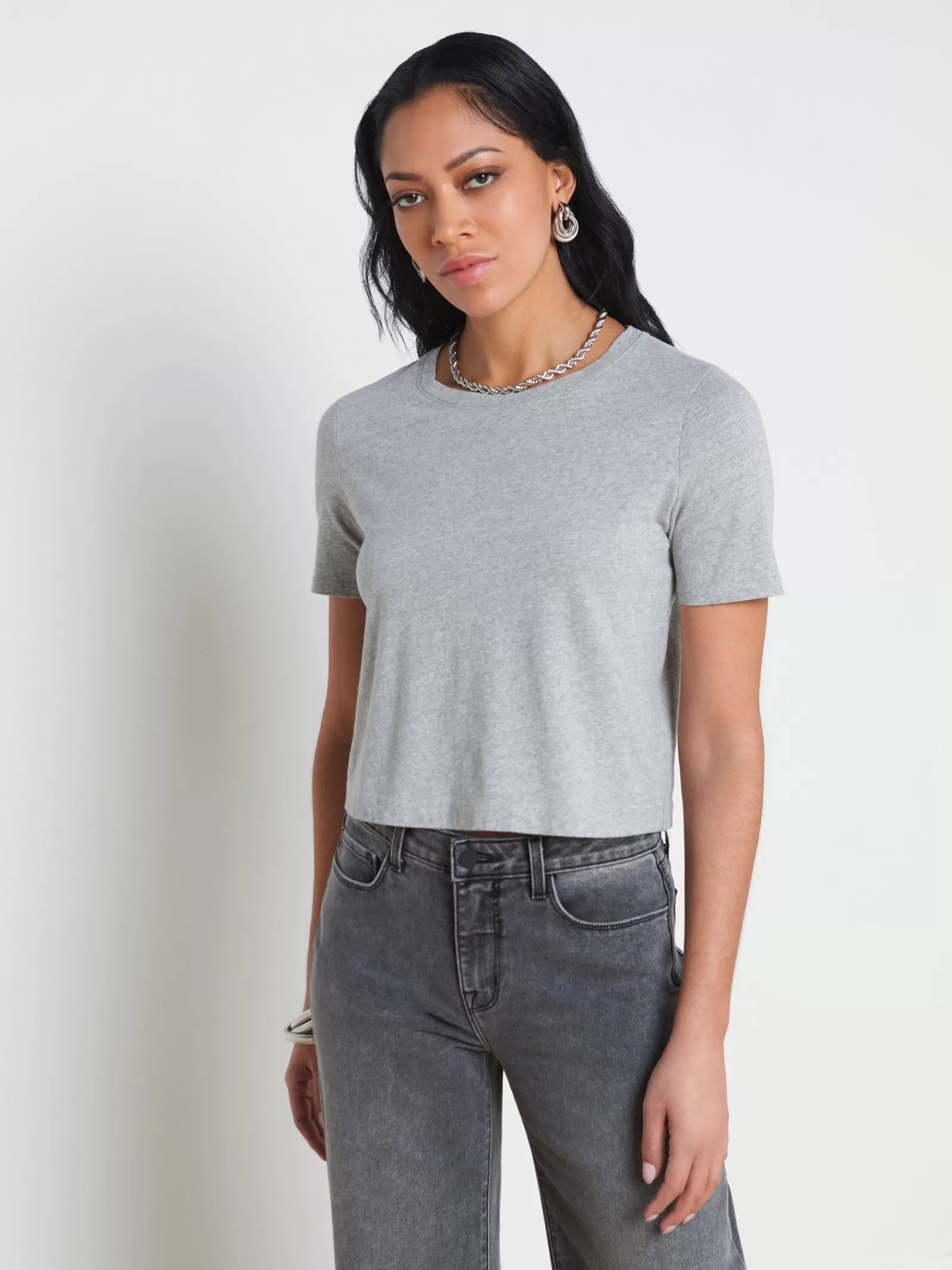 L'AGENCE Donna Cotton Cropped Tee< Spring Collection | Tees