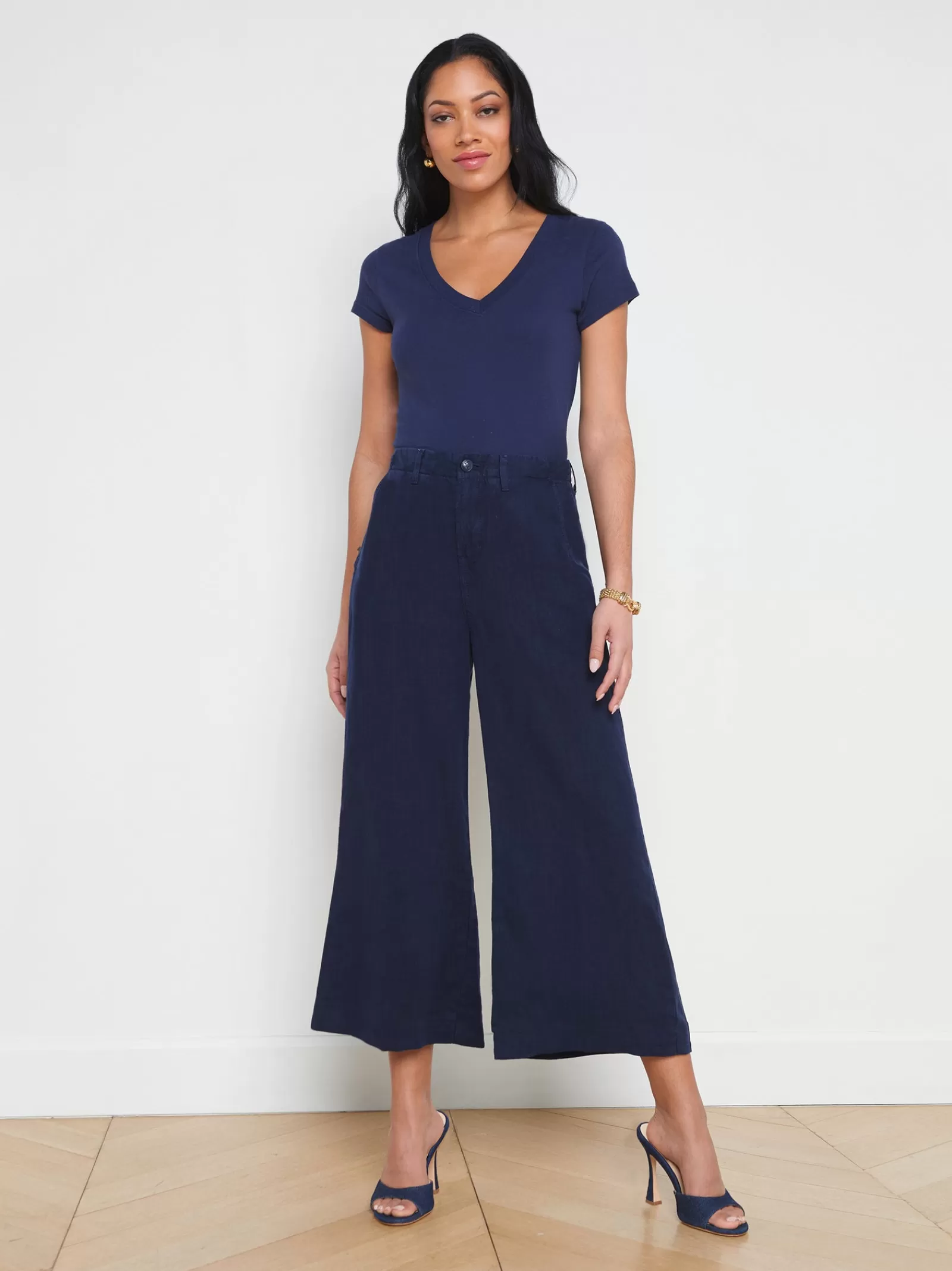 L'AGENCE Henderson Linen Cropped Pant< Spring Collection | Linen
