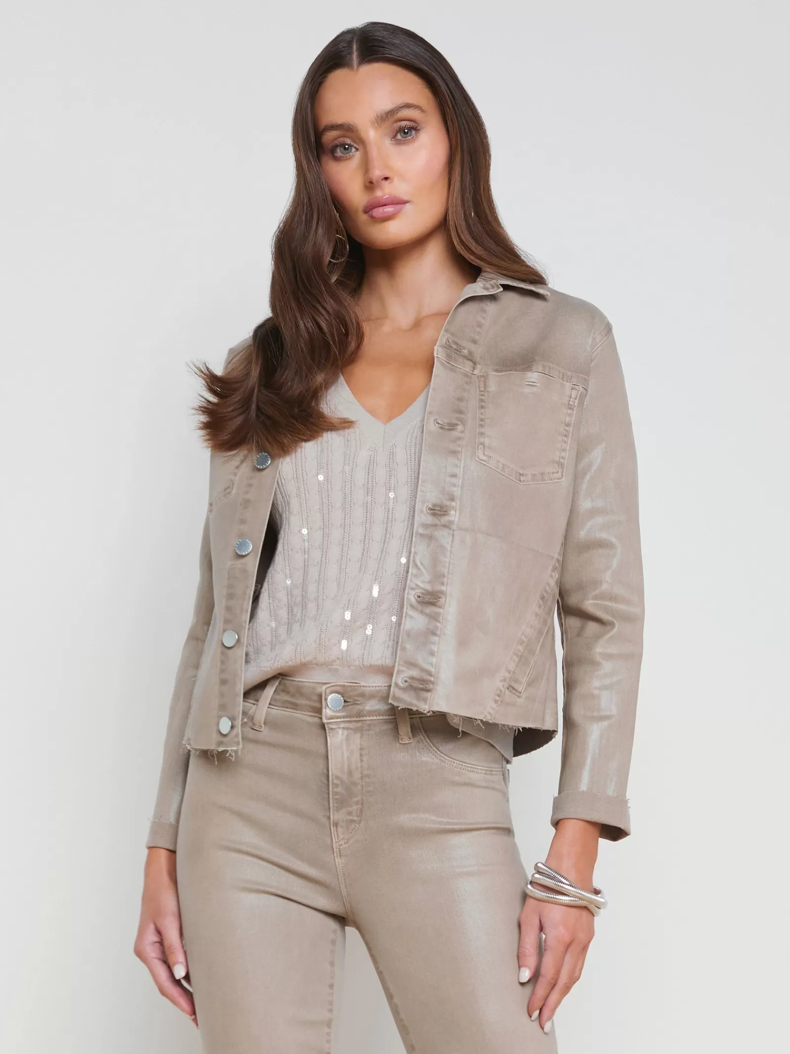 L'AGENCE Janelle Coated Denim Jacket< Coated Denim | Spring Collection