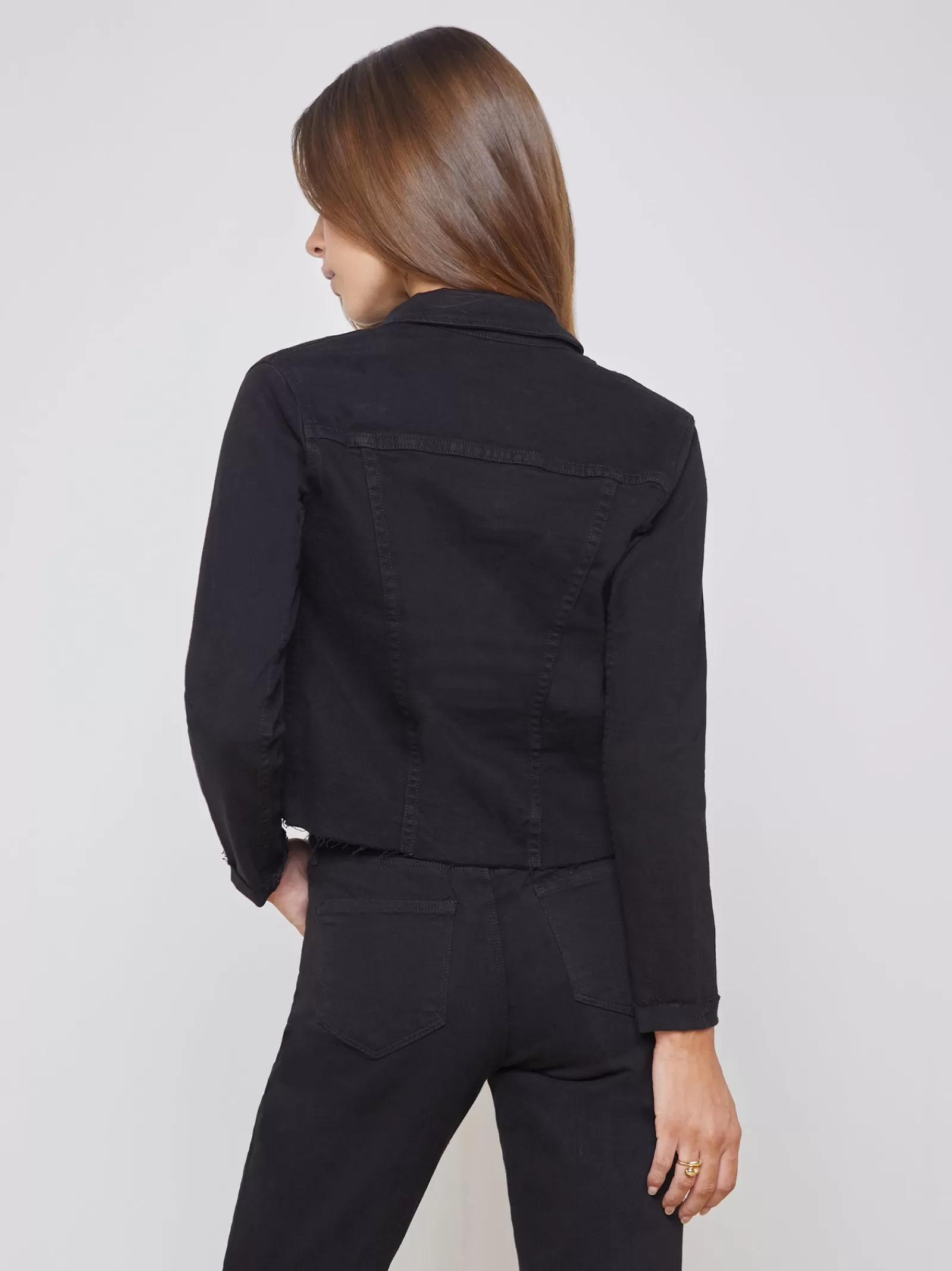 L'AGENCE Janelle Denim Jacket< All Things Black | Back in Stock