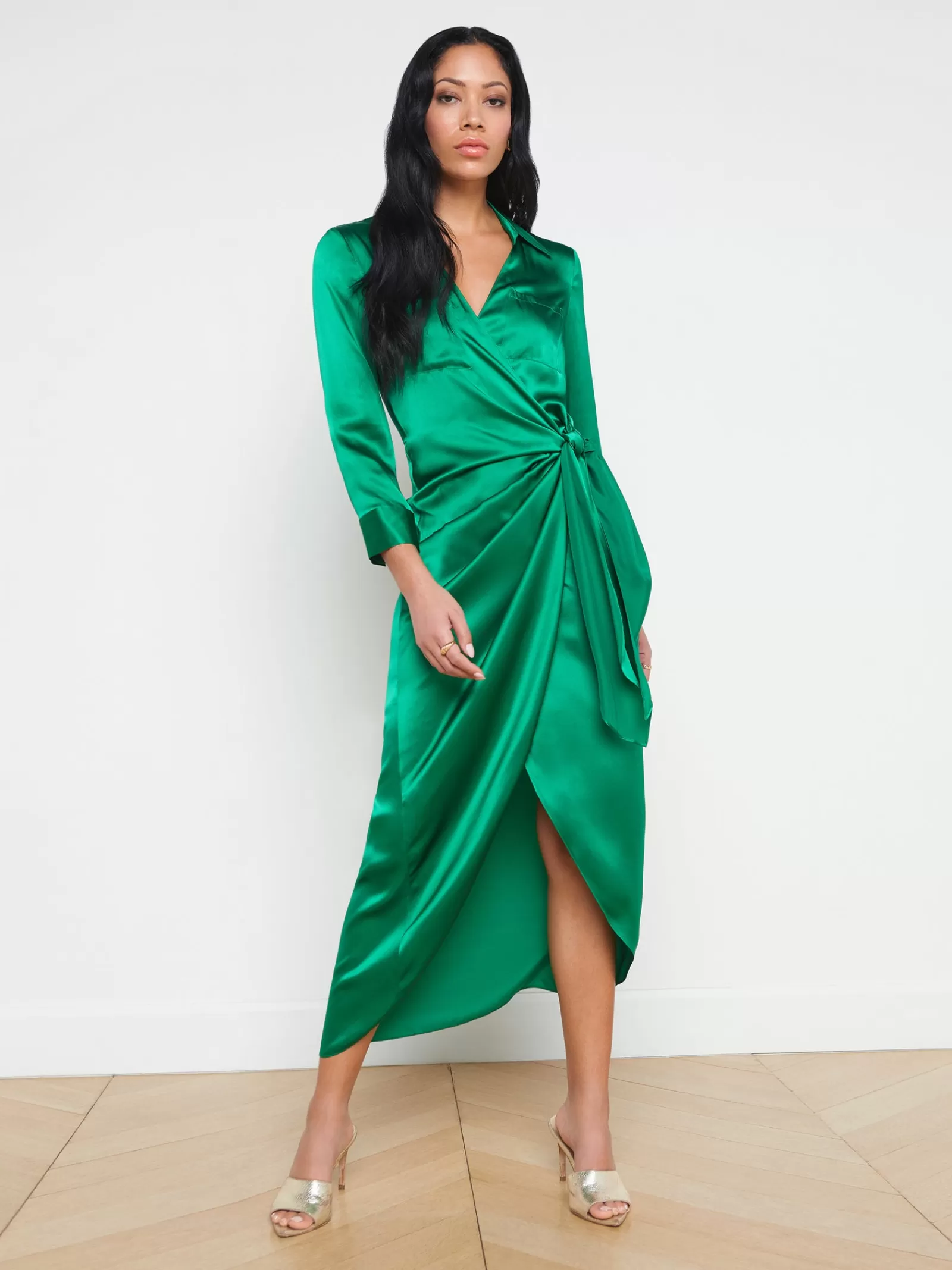 L'AGENCE Kadi Silk Wrap Dress< Spring Collection | Silks