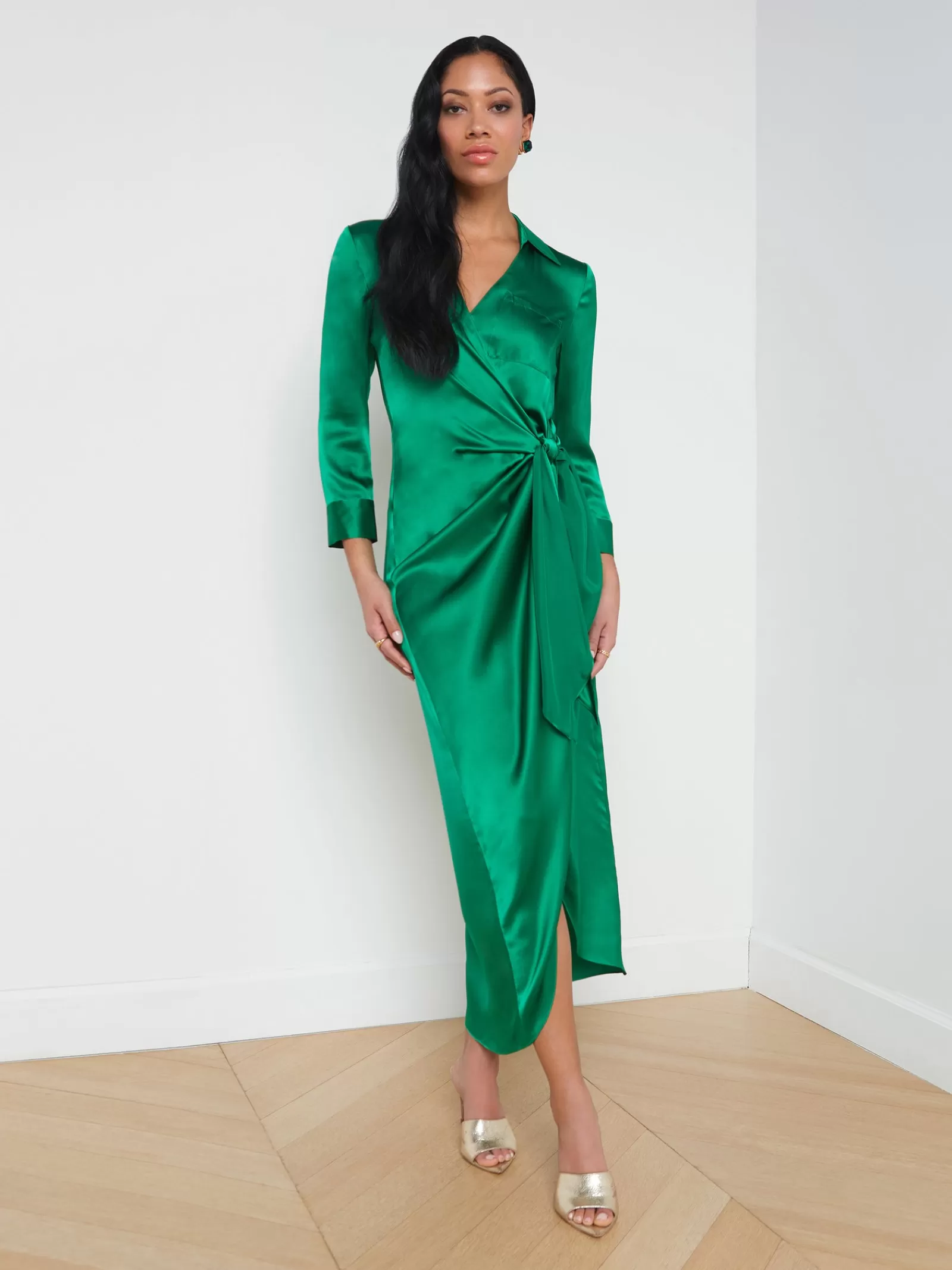 L'AGENCE Kadi Silk Wrap Dress< Spring Collection | Silks