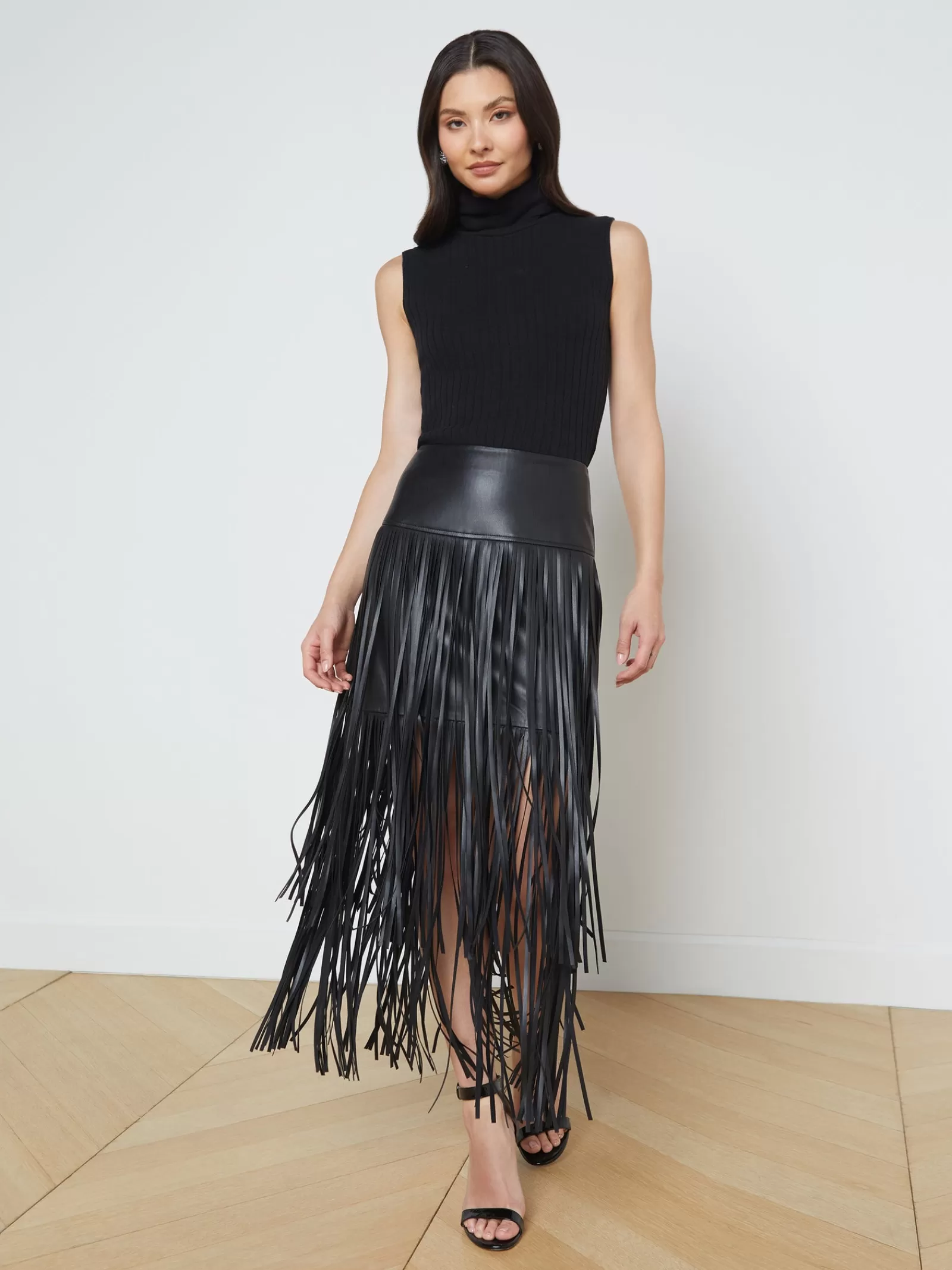 L'AGENCE Karolina Fringe Skirt< Resort Collection | All Things Black
