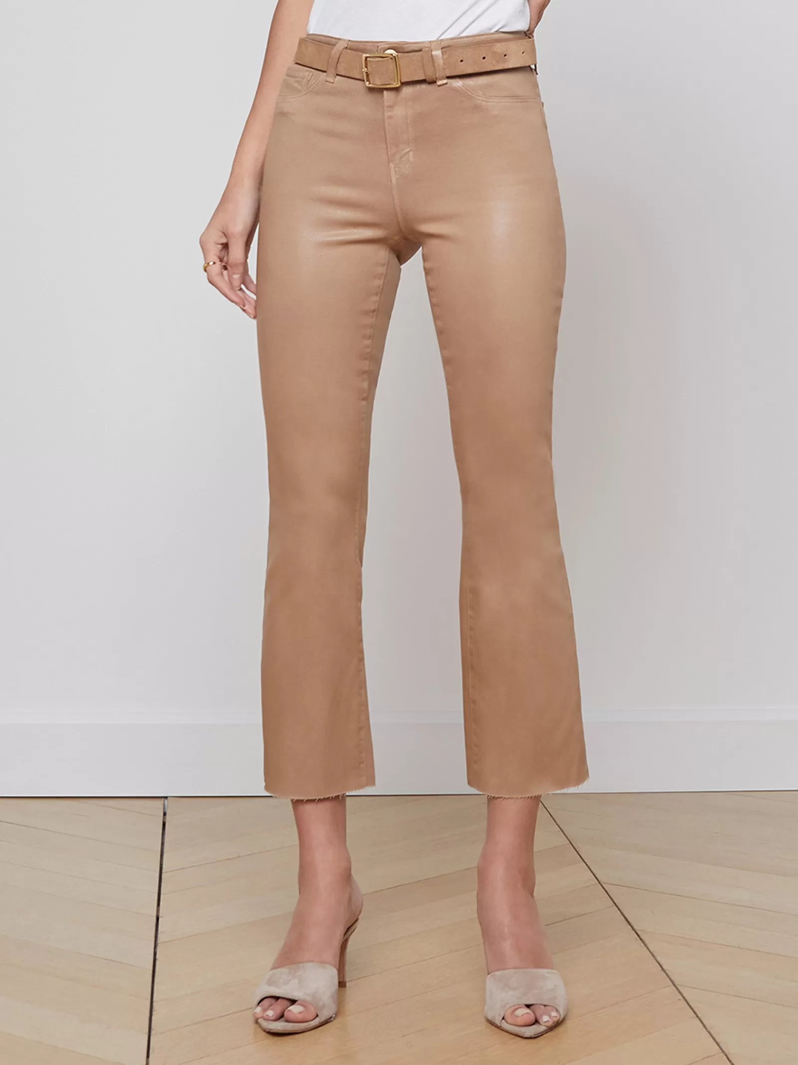 L'AGENCE Kendra Coated Cropped Flare Jean< Petite | Flare & Bootcut