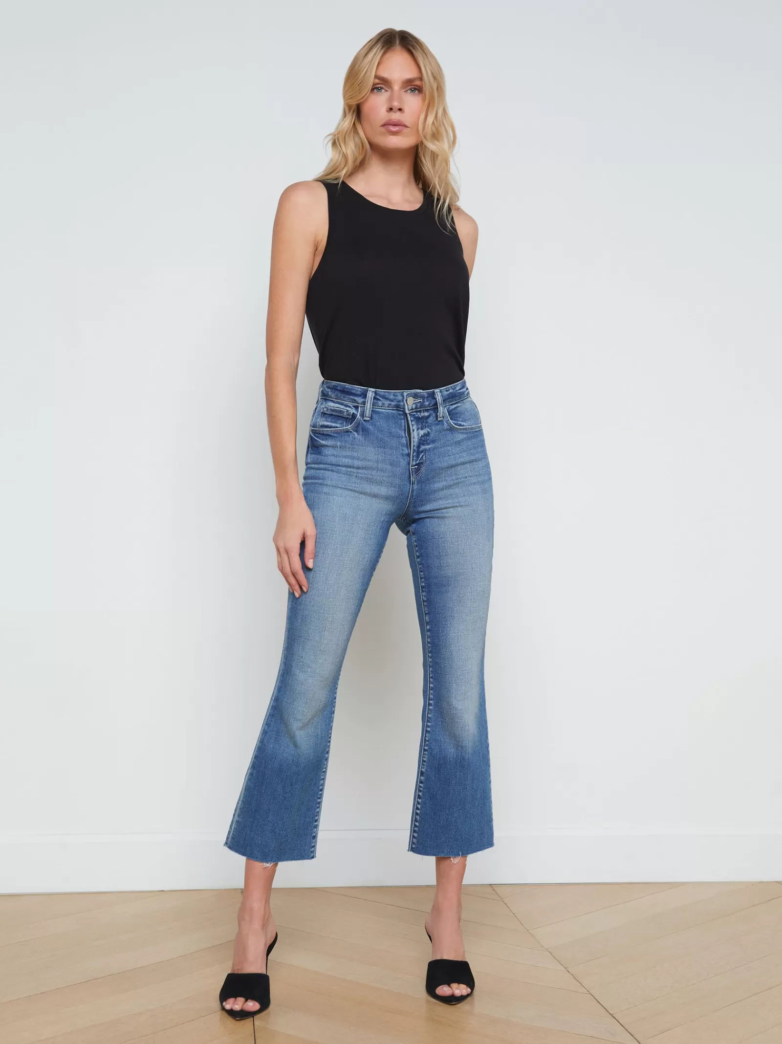 L'AGENCE Kendra Cropped Flare Jean< Back in Stock | Petite