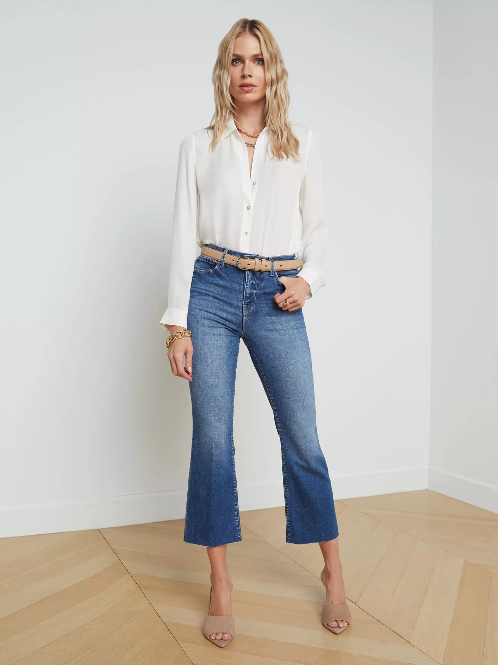 L'AGENCE Kendra Cropped Flare Jean< Petite | Flare & Bootcut