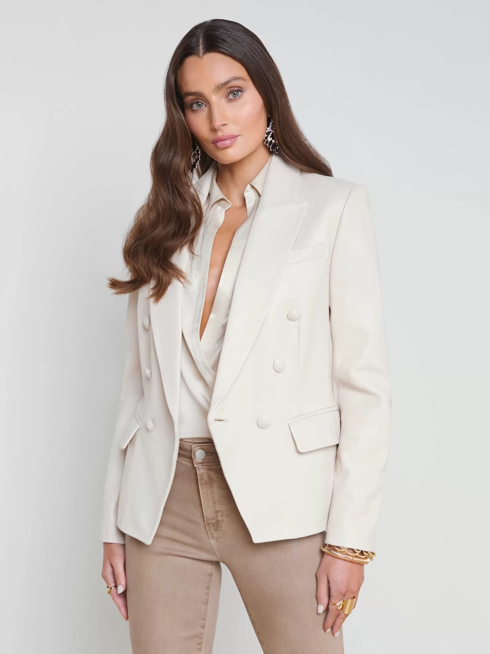 L'AGENCE Kenzie Leather Blazer< Spring Collection | Leather