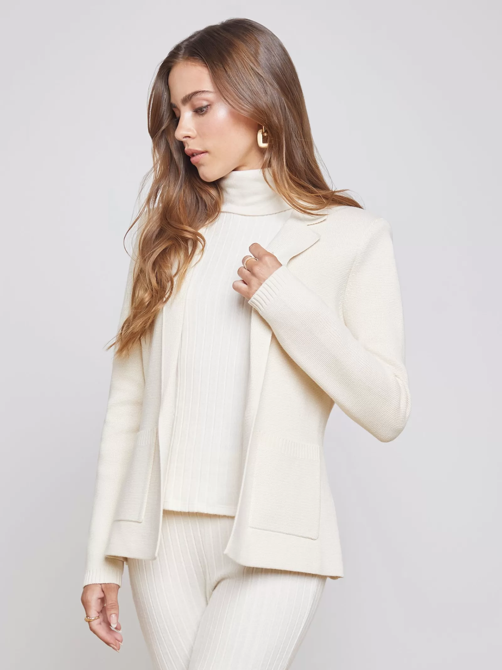 L'AGENCE Lacey Knit Blazer< Nouveau Whites | Back in Stock