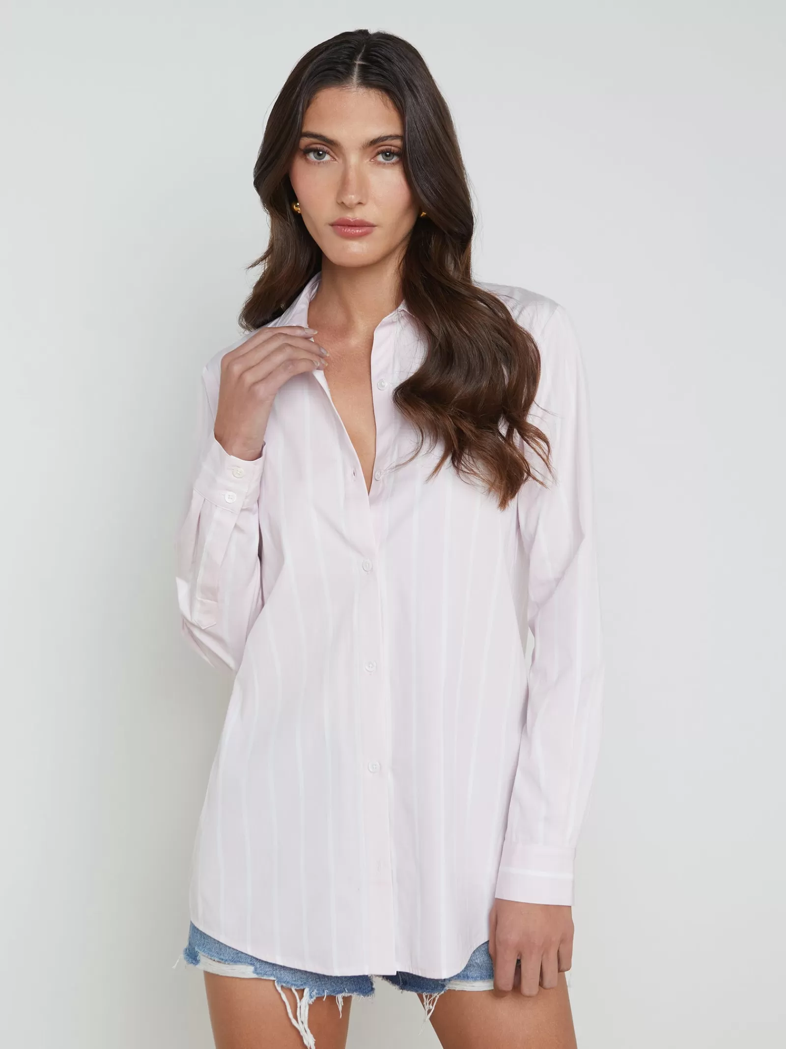 L'AGENCE Layla Back-Vent Poplin Tunic< Spring Collection | Blouses & Tops