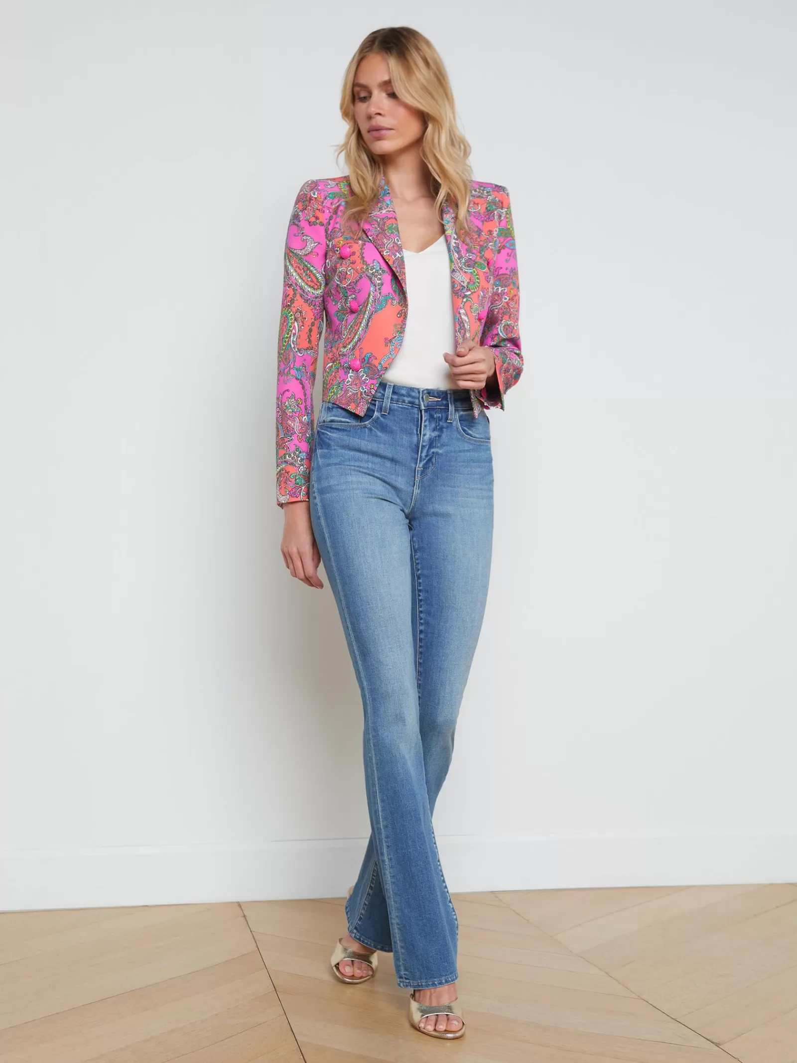 L'AGENCE Lila Open-Front Blazer< Print Edition | Spring Collection