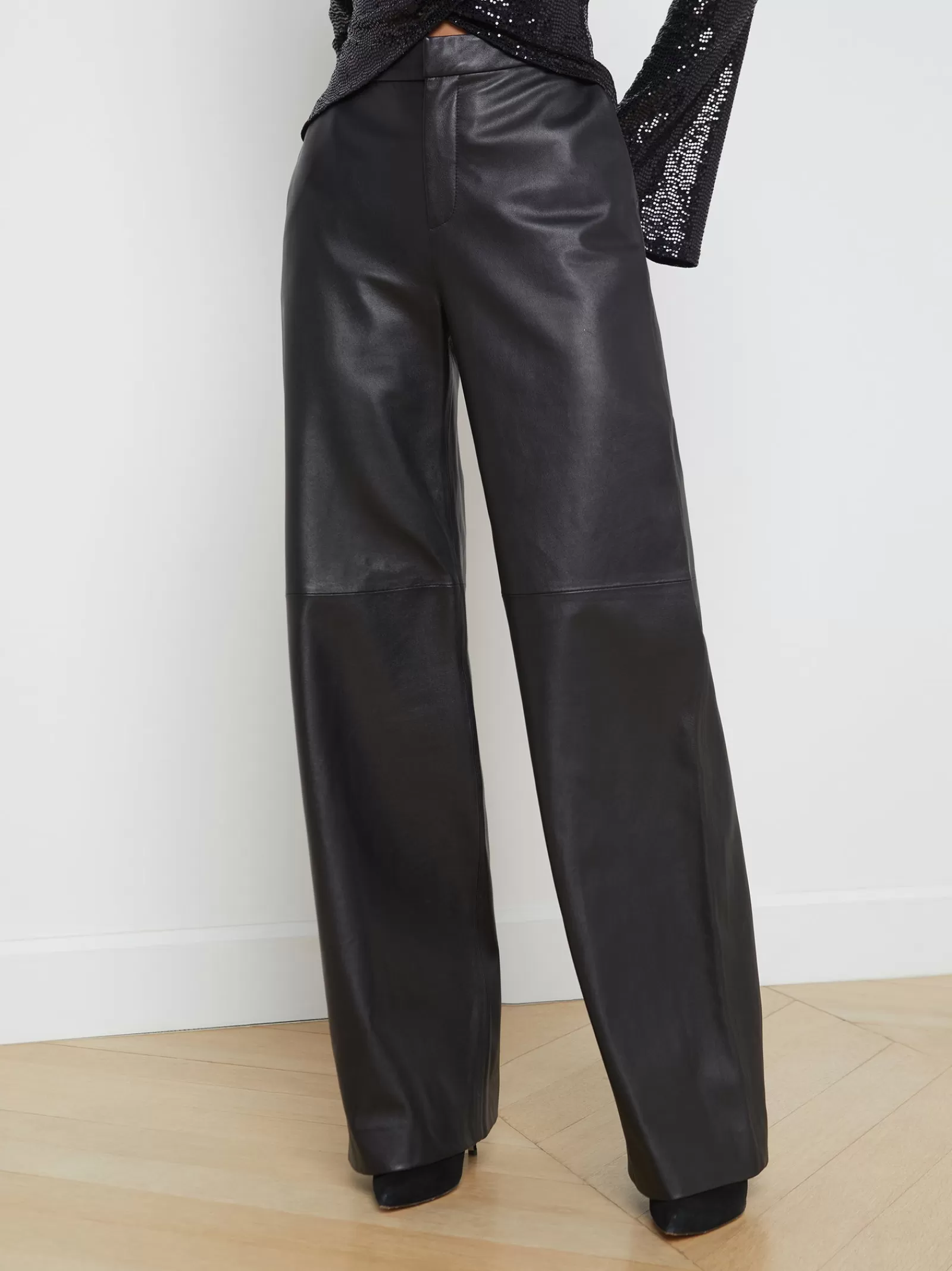 L'AGENCE Livvy Leather Straight-Leg Trouser< All Things Black | Leather