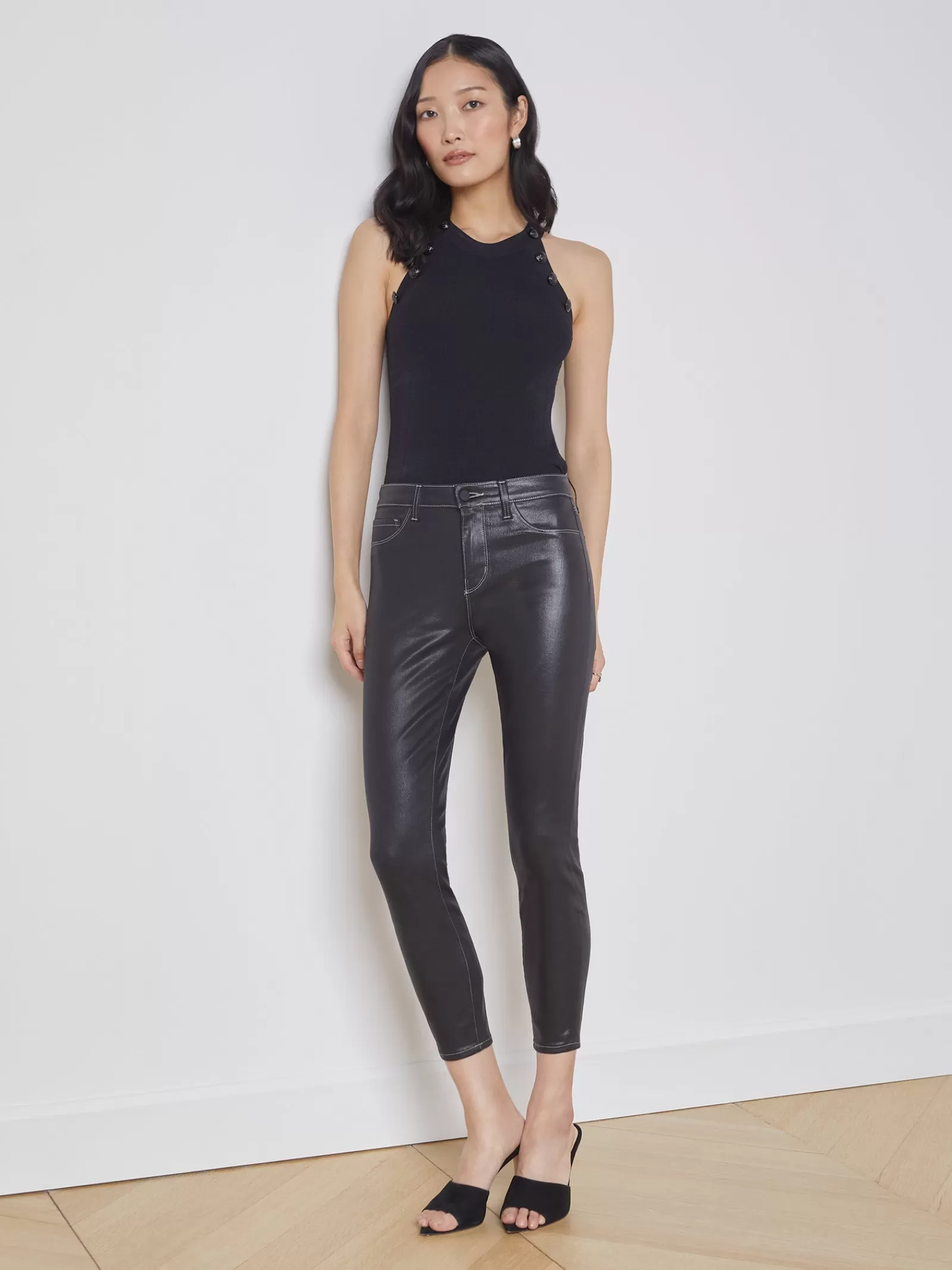 L'AGENCE Margot Coated Skinny Jean< All Things Black | Petite