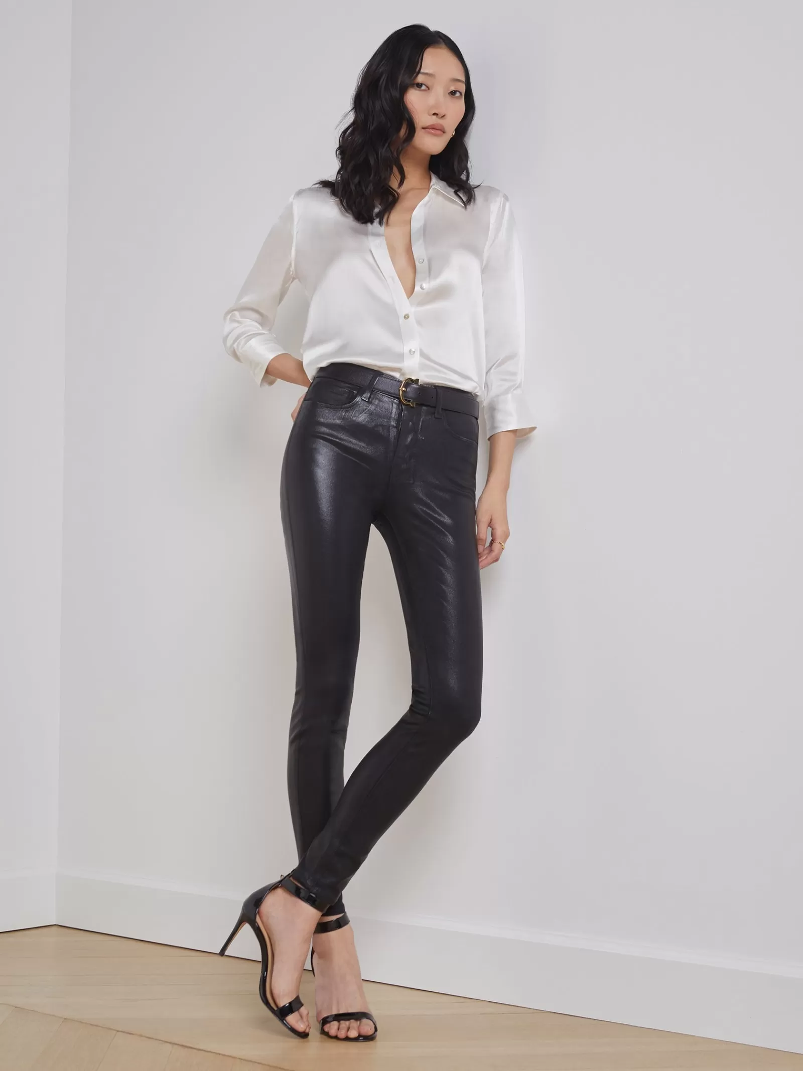 L'AGENCE Marguerite Coated Jean< All Things Black | Back in Stock