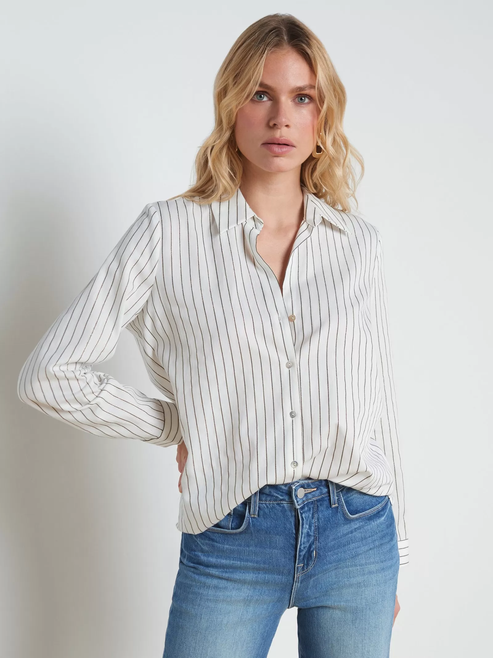 L'AGENCE Nina Lurex-Cotton Blouse< Spring Collection | Blouses & Tops