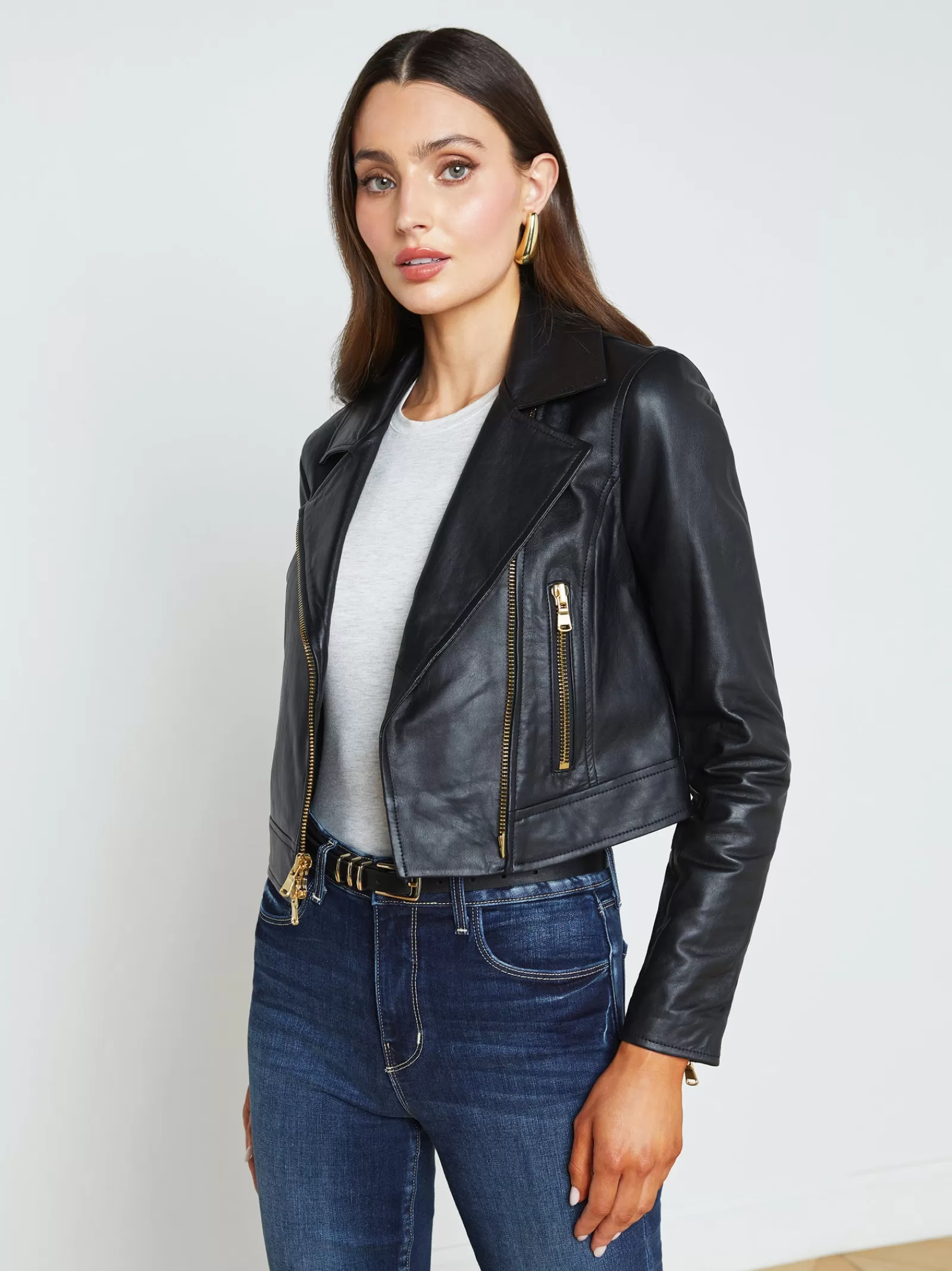 L'AGENCE Onna Leather Jacket< All Things Black | Leather