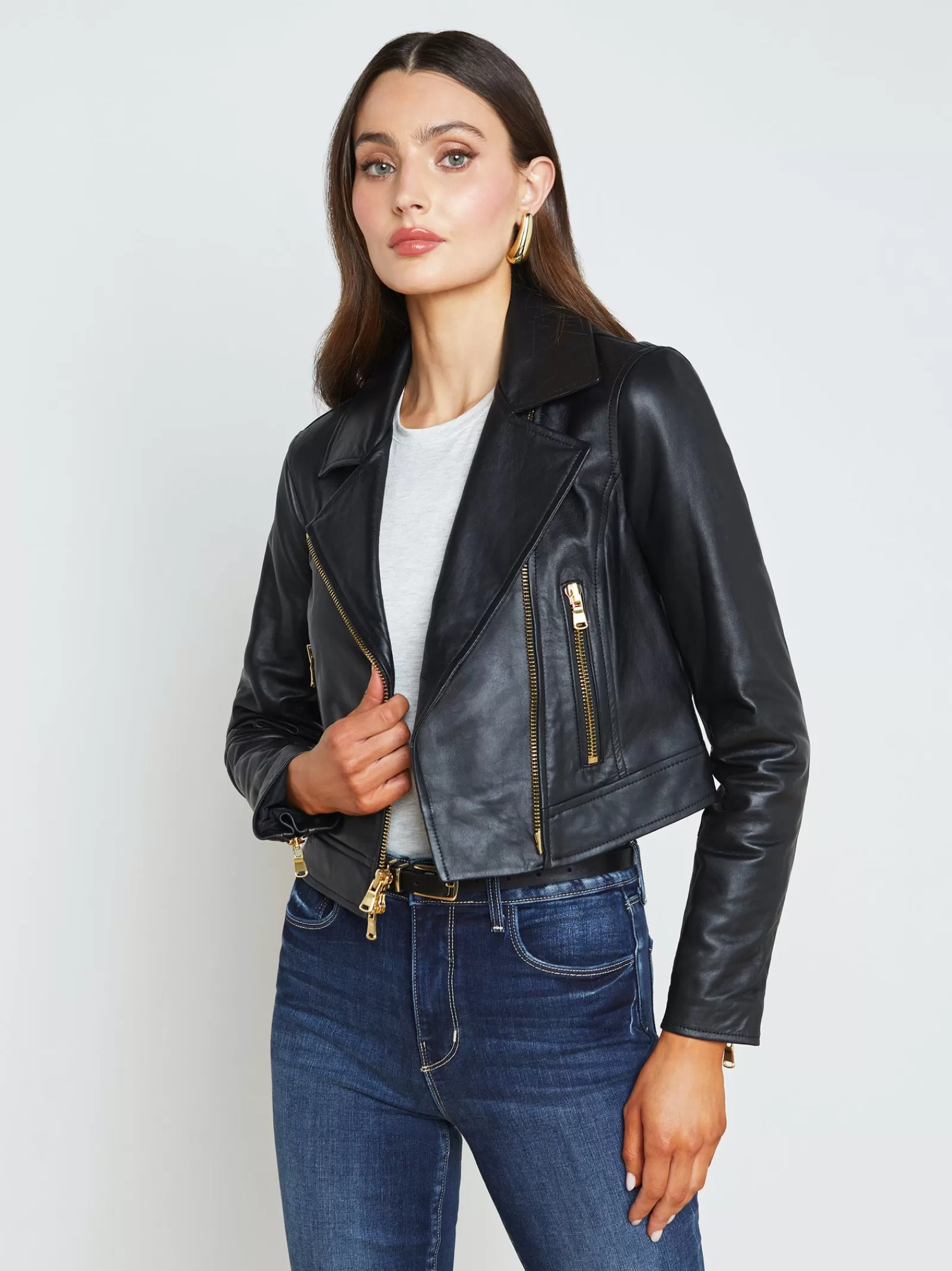 L'AGENCE Onna Leather Jacket< All Things Black | Leather