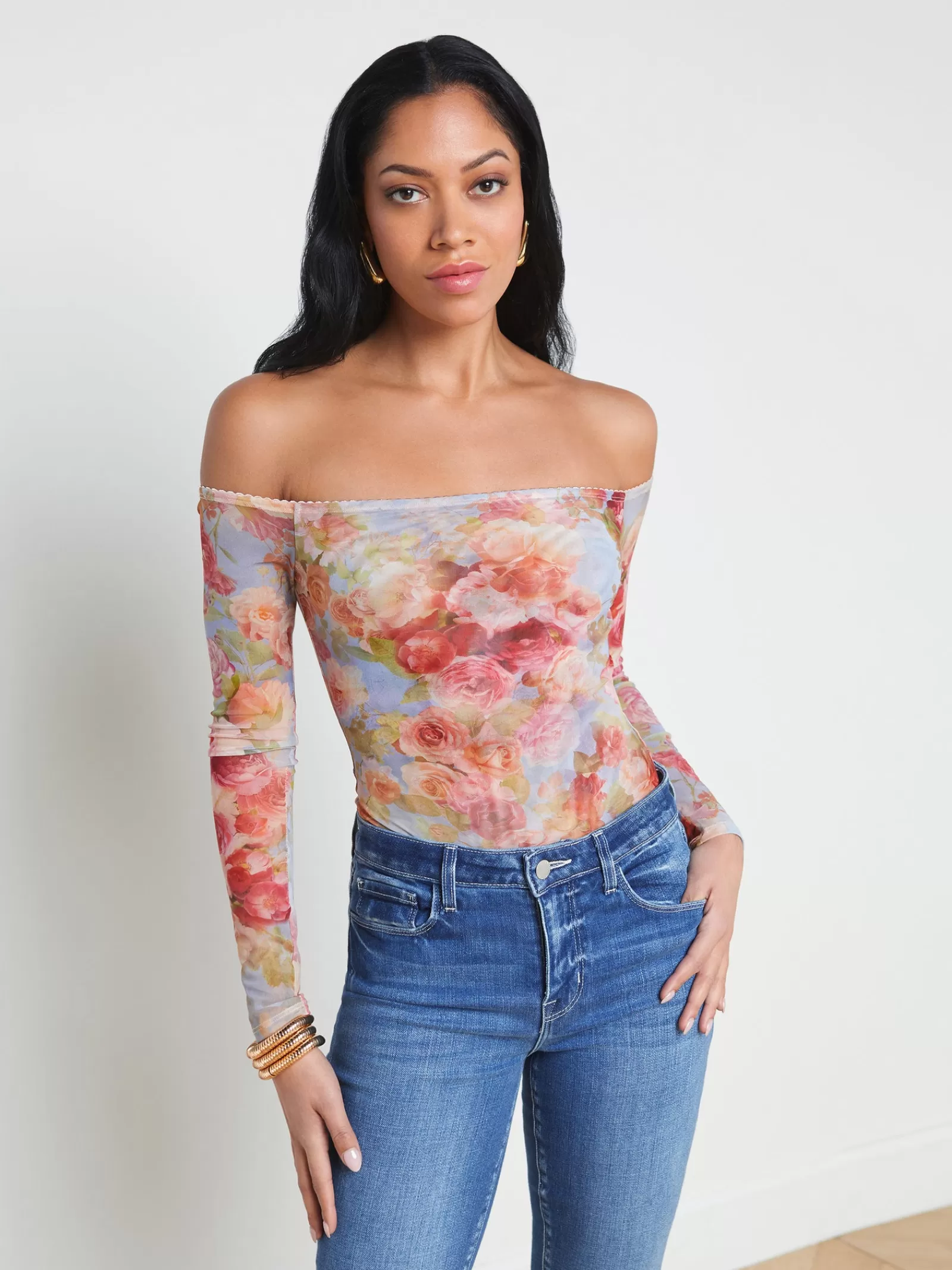 L'AGENCE Peonie Off-the-Shoulder Bodysuit< Back in Stock | Print Edition