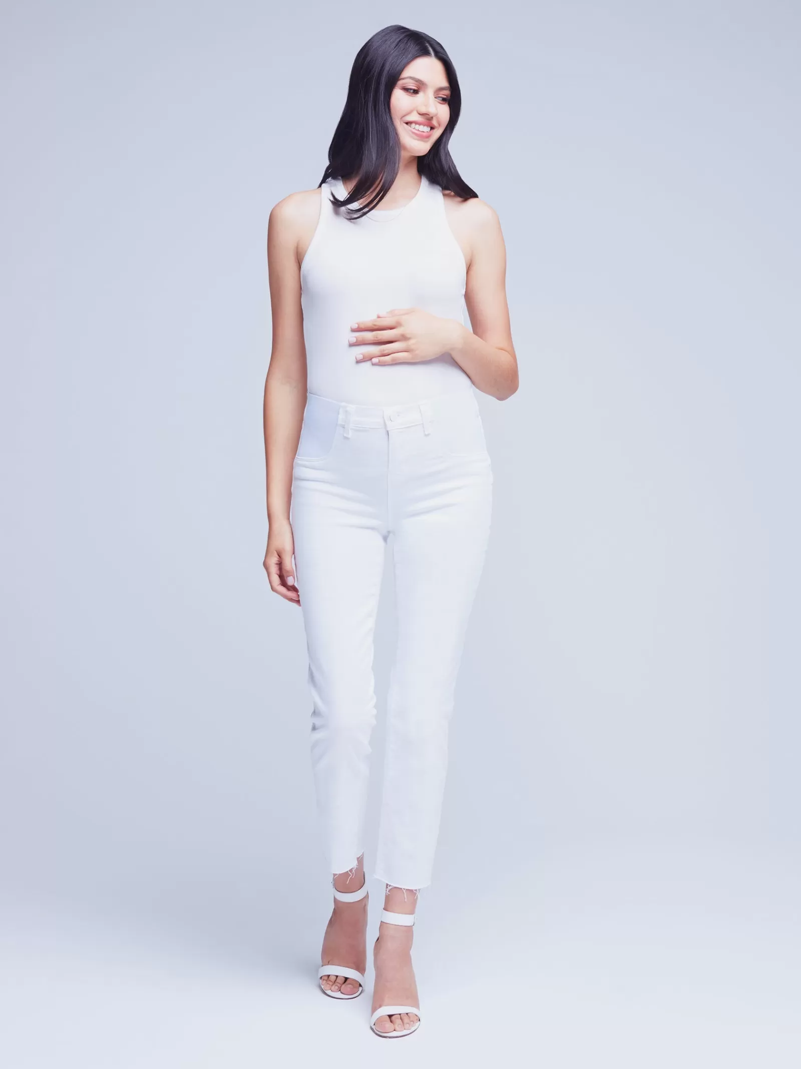 L'AGENCE Sada Maternity Jean< Nouveau Whites | Online Exclusives