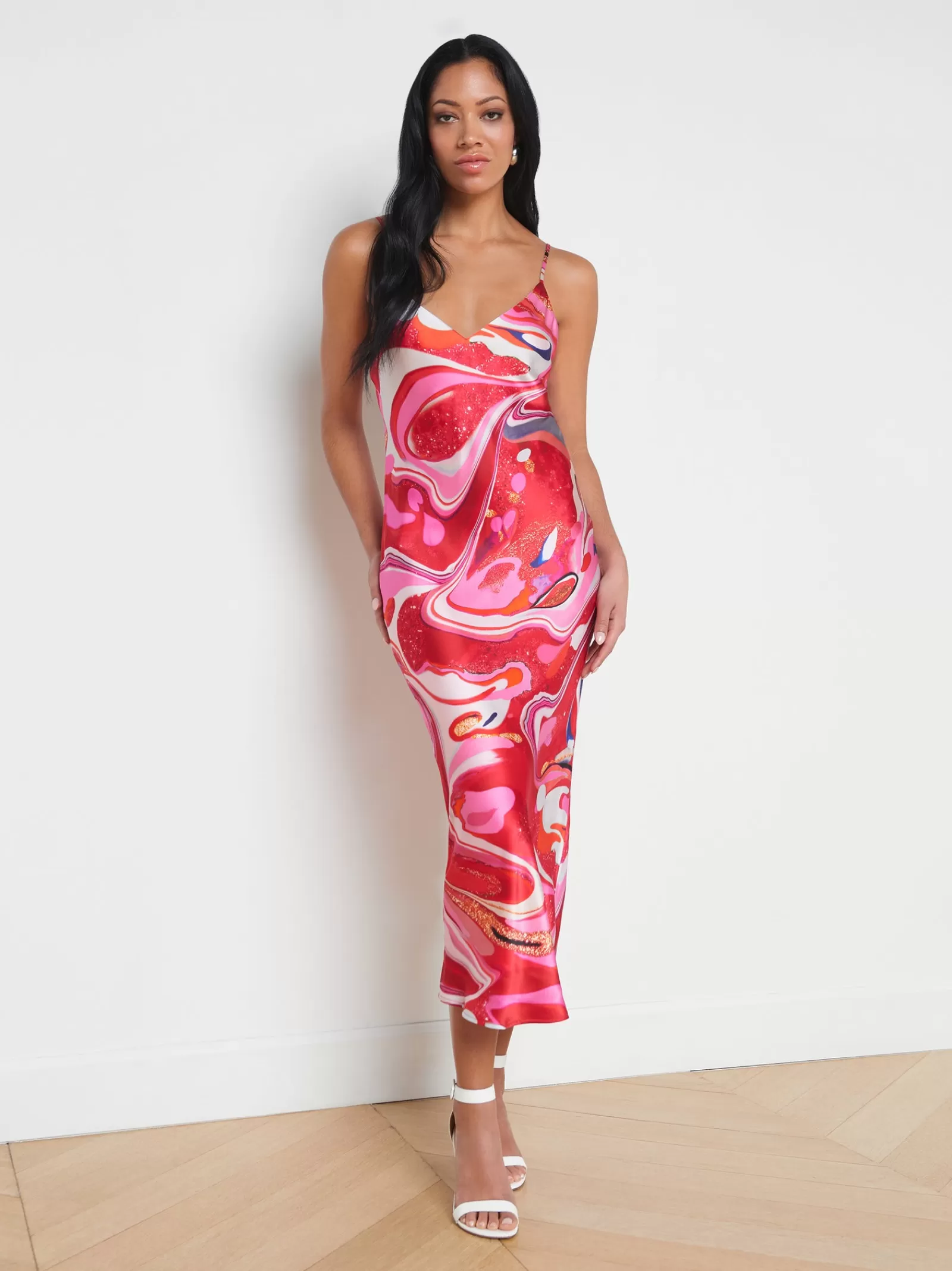 L'AGENCE Seridie Silk Slip Dress< Print Edition | Spring Collection