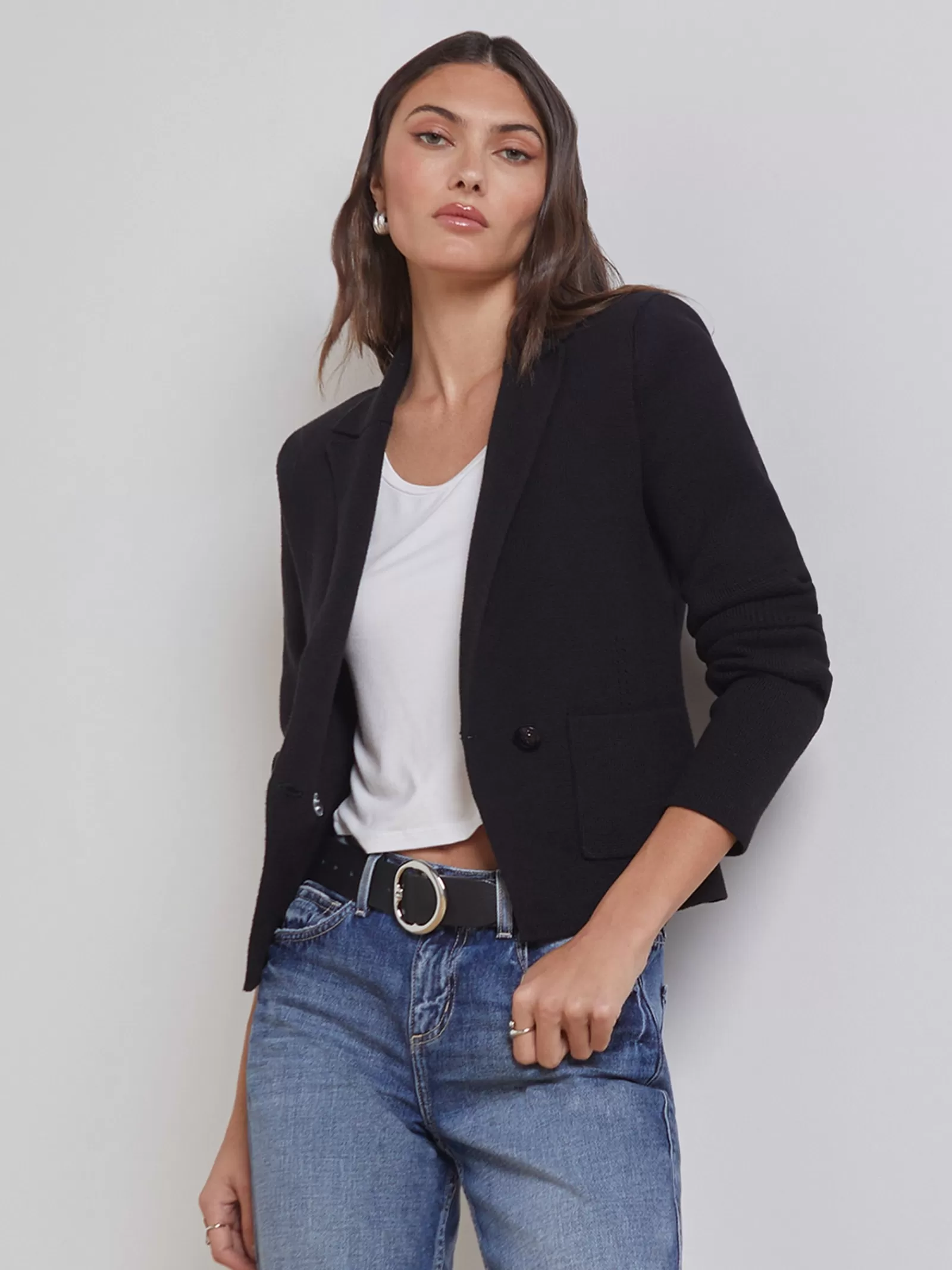 L'AGENCE Sofia Knit Blazer< All Things Black | Back in Stock