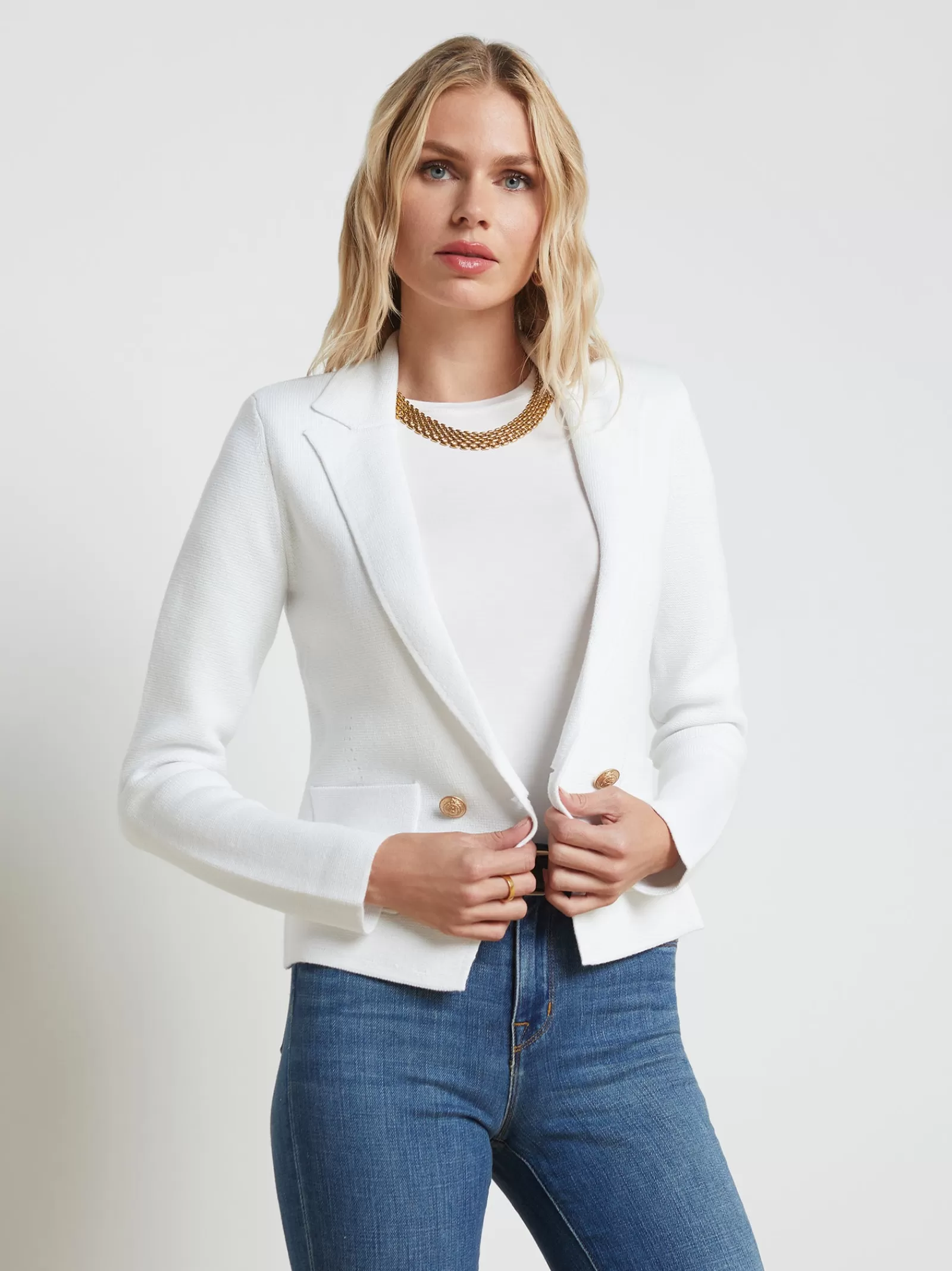 L'AGENCE Sofia Knit Blazer< Nouveau Whites | Essentials