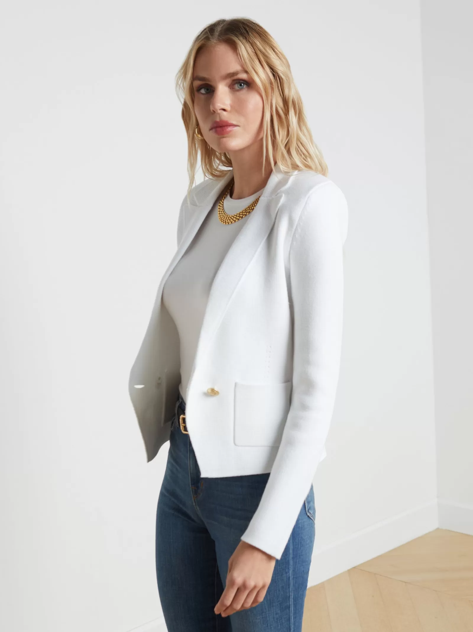 L'AGENCE Sofia Knit Blazer< Nouveau Whites | Essentials
