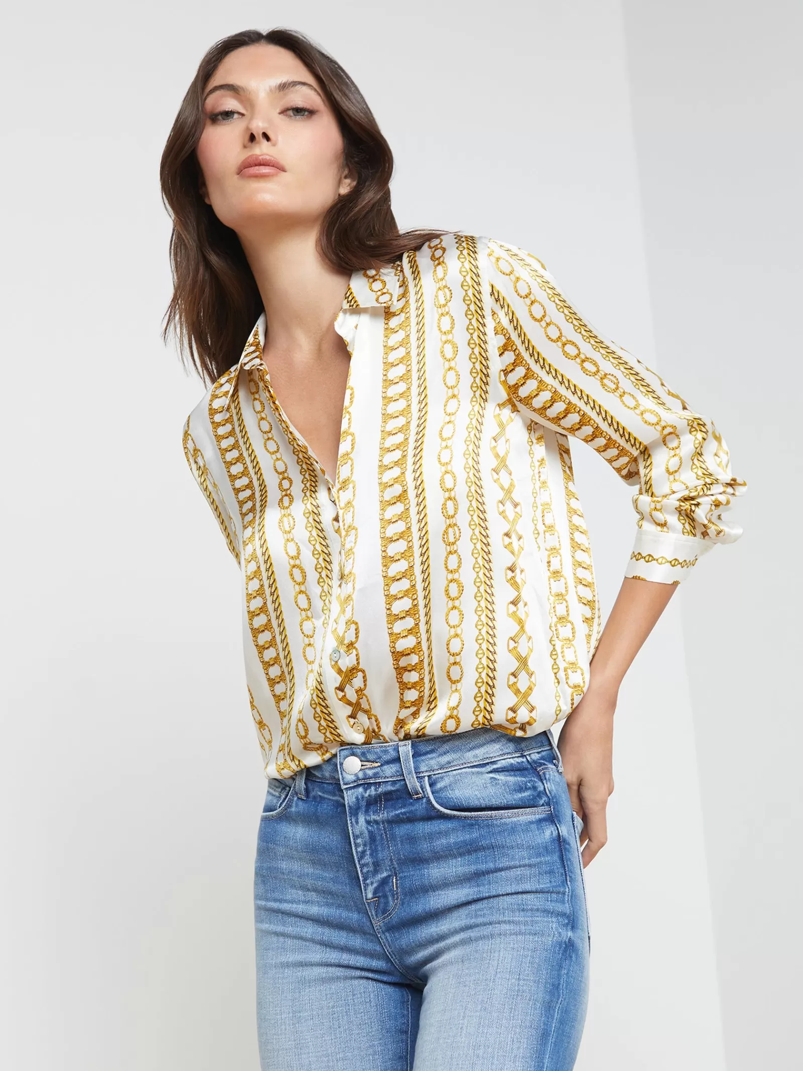 L'AGENCE Tyler Silk Blouse< Resort Collection | Print Edition