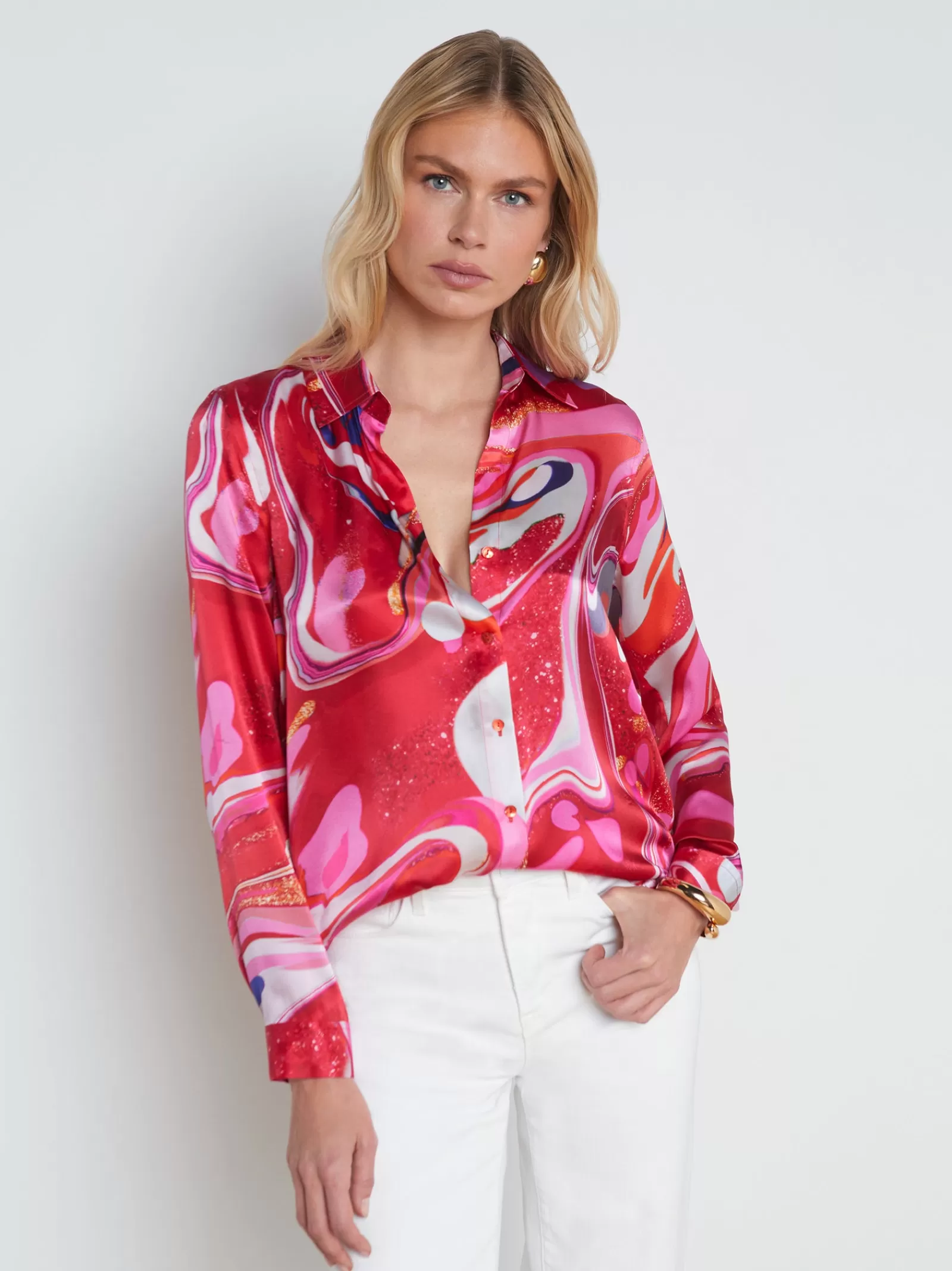 L'AGENCE Tyler Silk Blouse< Print Edition | Spring Collection