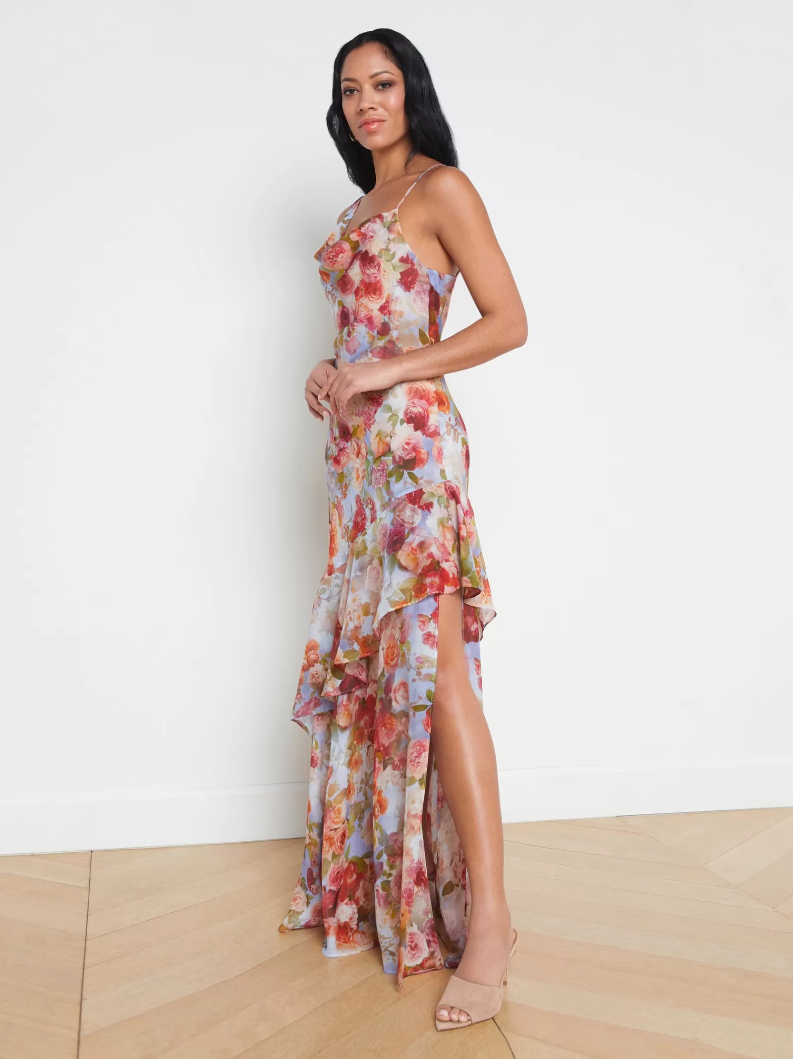 L'AGENCE Viola Cowl-Neck Silk Gown< Print Edition | Spring Collection