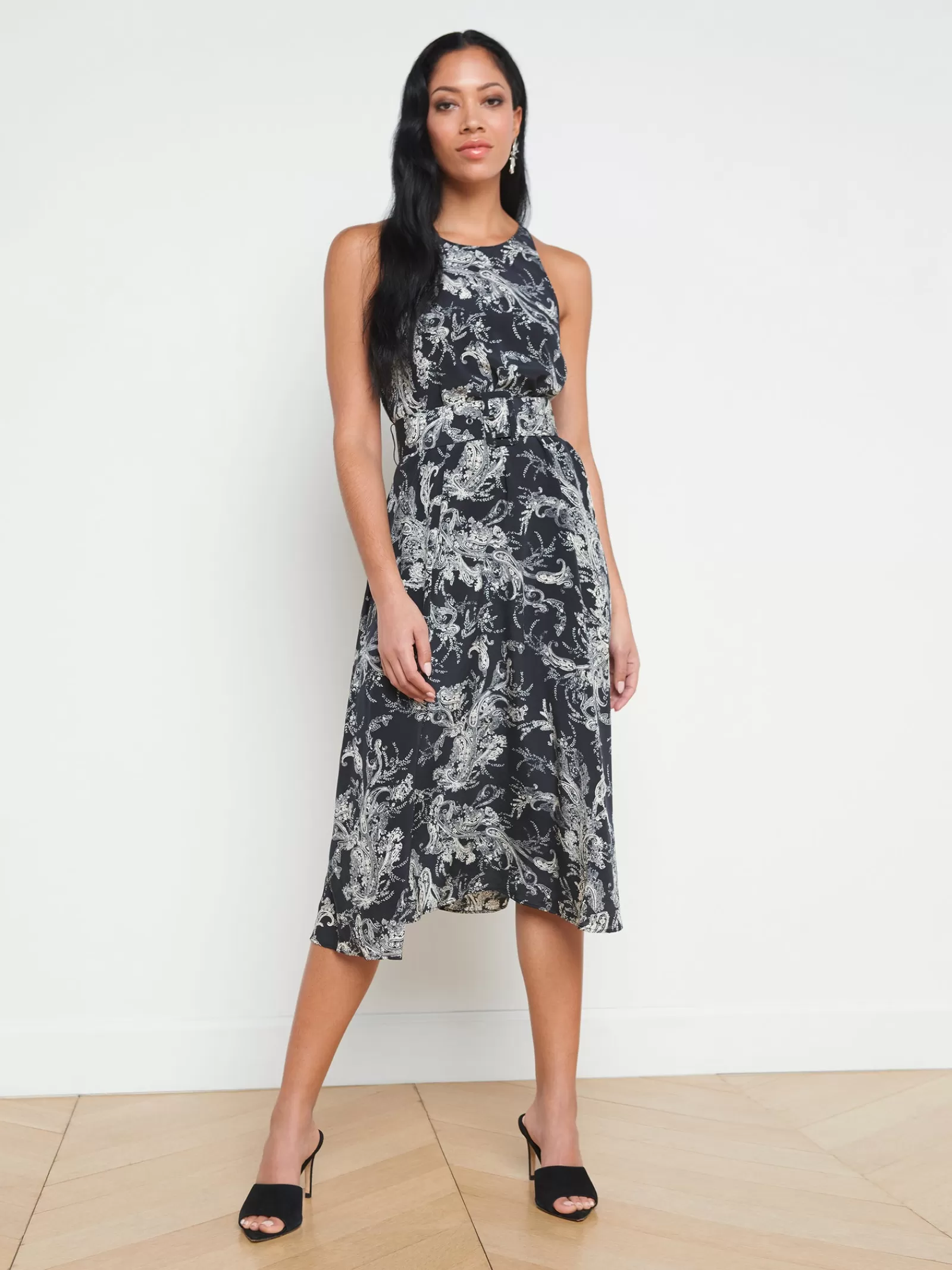 L'AGENCE Vivian Belted Silk Dress< Print Edition | Spring Collection